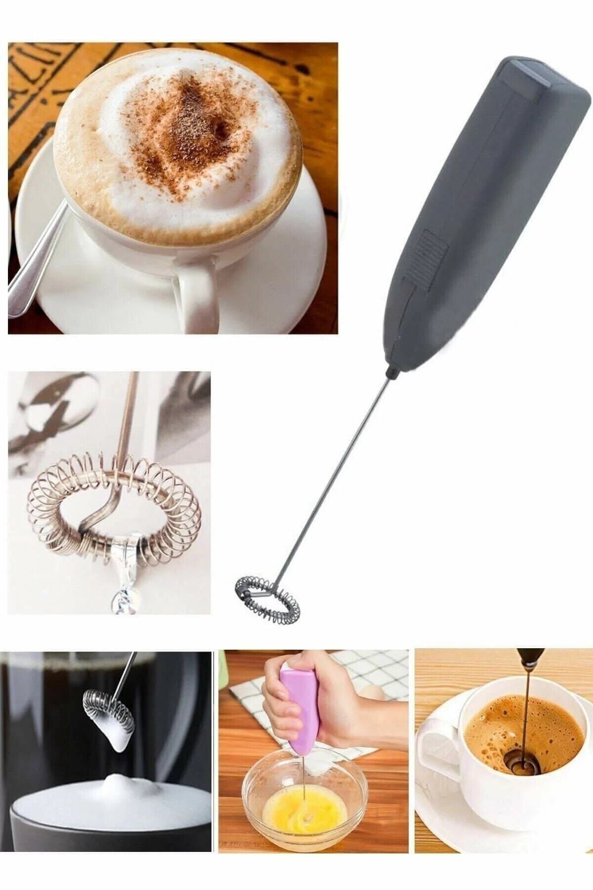 MOBGİFT Pilli Mini Mixer Kahve Cappuccino Karıştırıcı Süt Köpürtücü