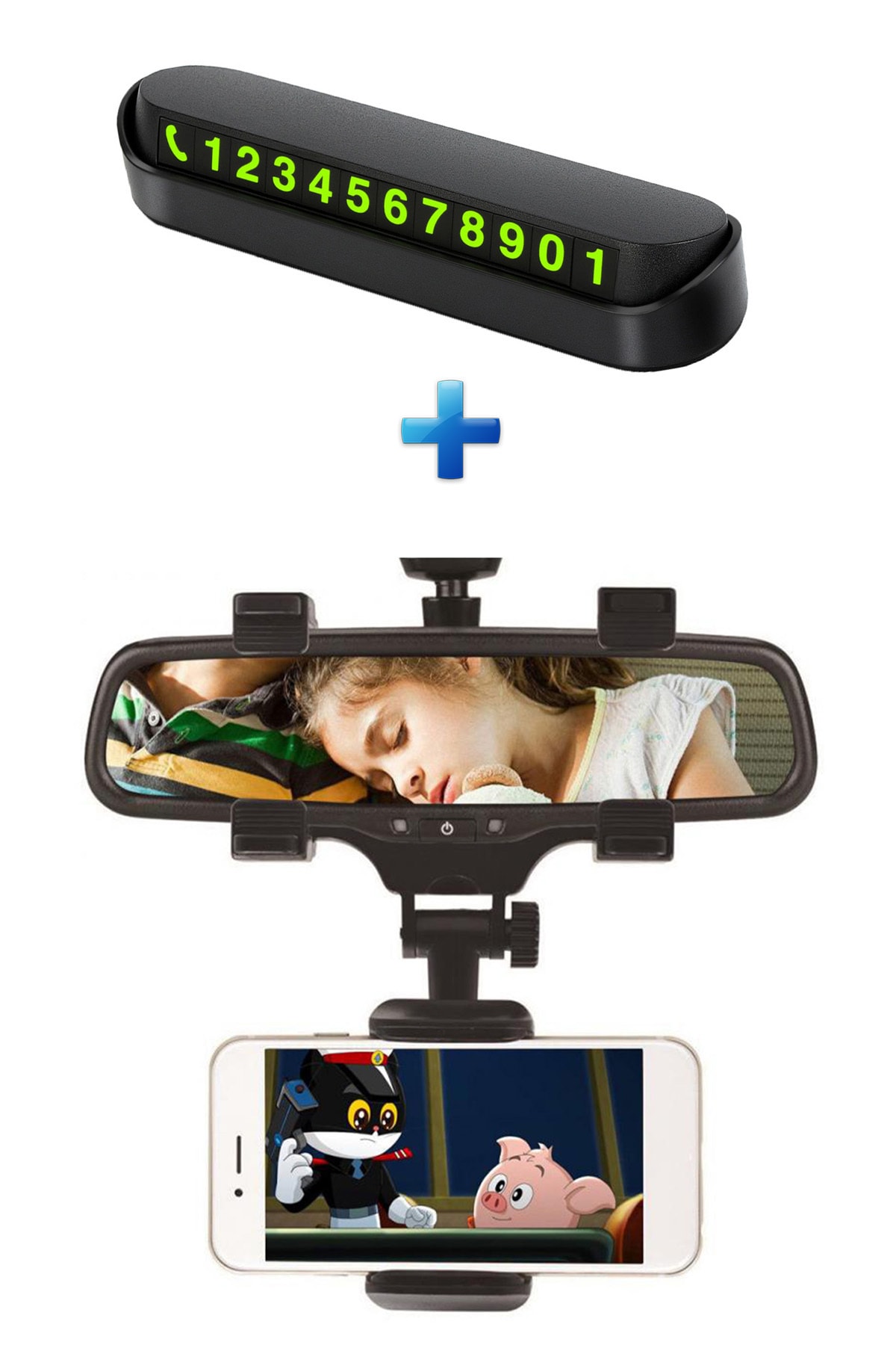 MEZİGARC Renault Broadway Uyumlu 2li Araç Içi Set Dikiz Aynası Telefon Tutuvu Ve Numaratör Parktel