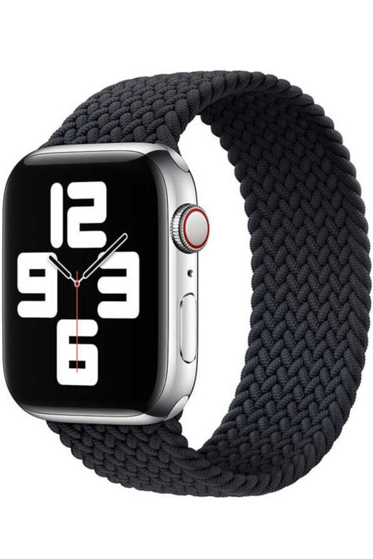 Apple Watch Seri 7 44 Mm Medium (160mm) Hasır Örgü Kordon Siyah + Popsocket