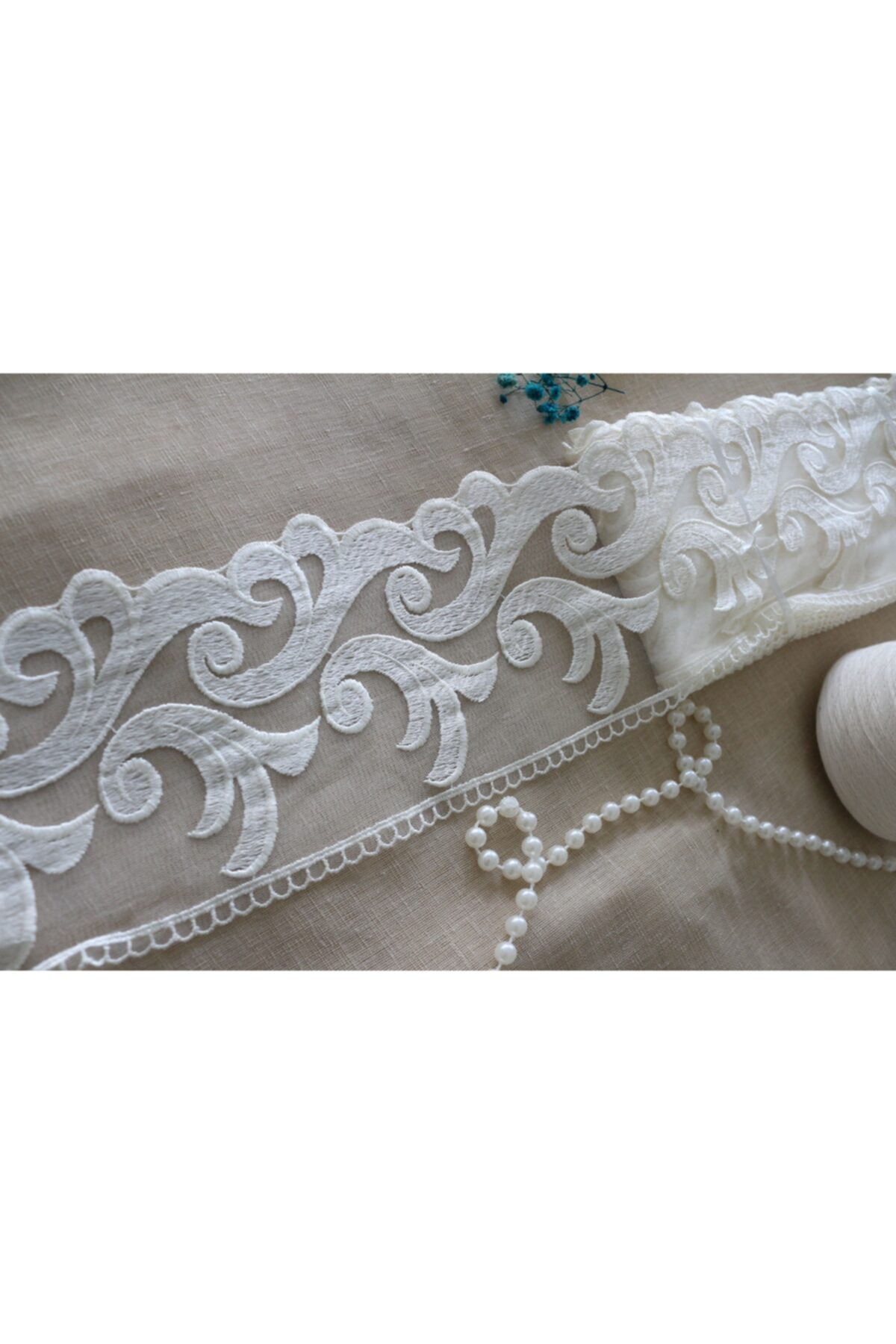 efem gipür Şal Dantel Güpür Ekru Bant