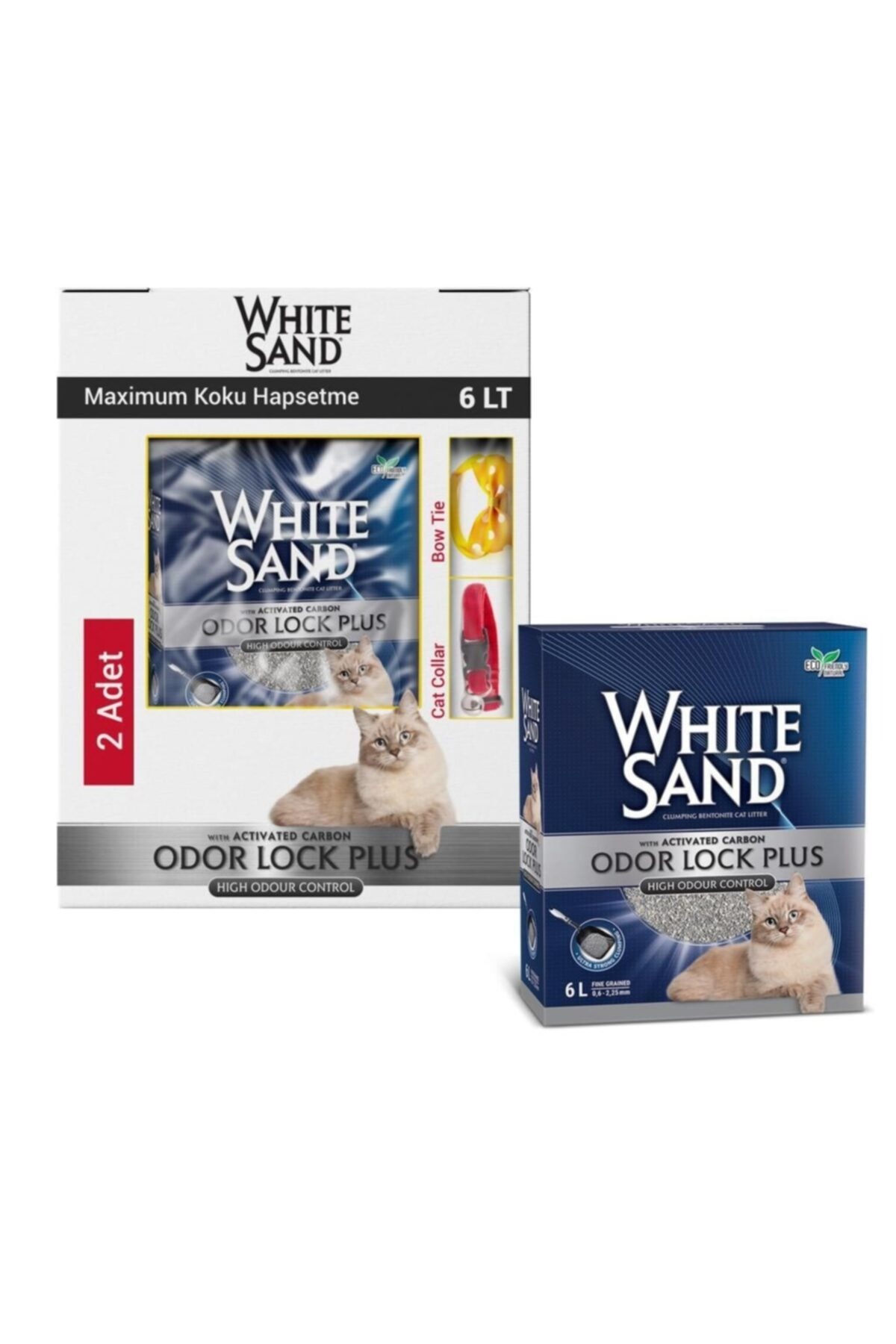 WHİTE SAND 6 Lt Odour Look Ekstra Koku Hapsedici Kedi Kumu 2x6 lt