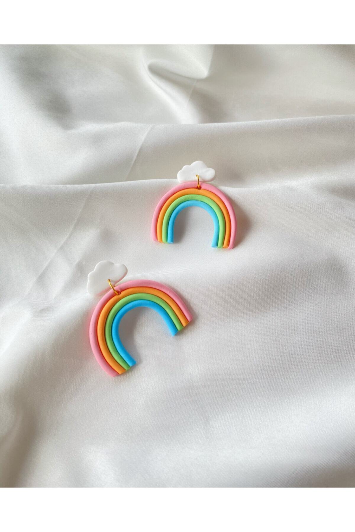 Kitto Store Rainbow Dash Gökkuşağı Tasarım Kil Küpe