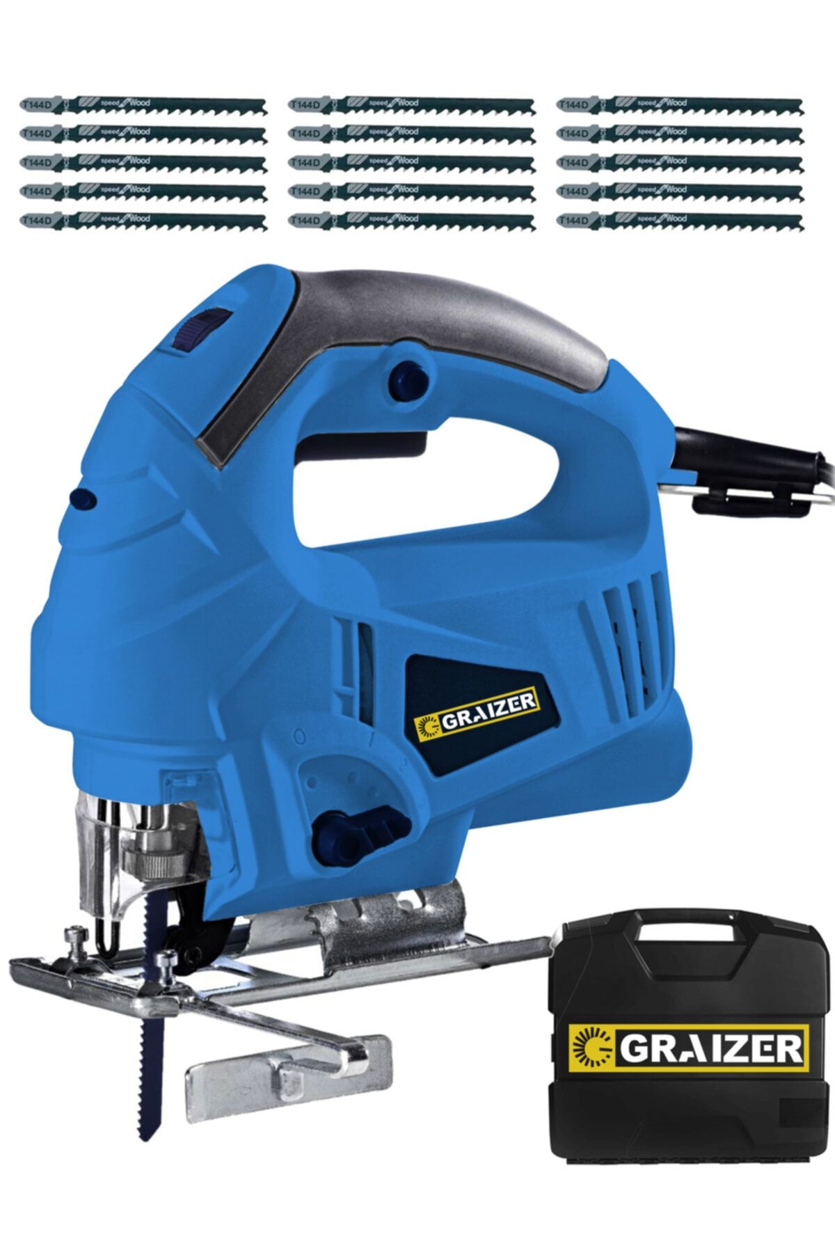 Graizer Alman 3000 W Sjs Metal Şanzuman 6 Kademe Devirli Lazerli Otomatik Dekupaj Testere + 15 Uç