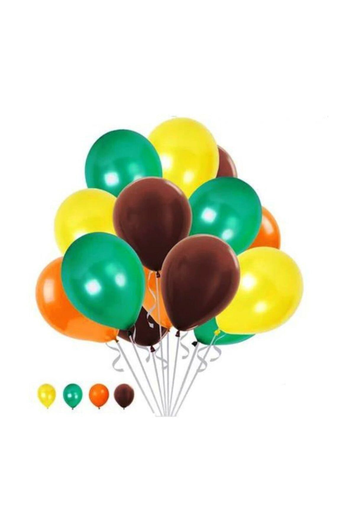 Dünya Magnet 100 Adet Metalik Balon Ve 5 Metre Balon Zinciri, Safari Orman Temalı Uçan Balon