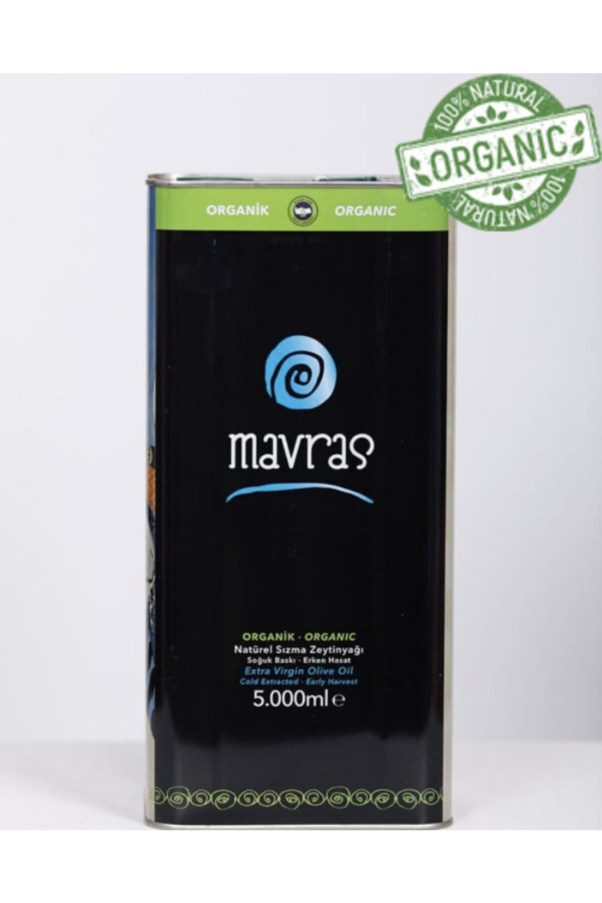Mavras 5 Lt 2021 Erken Hasat Soğuk Sıkım Organik Teneke Zeytinyağı