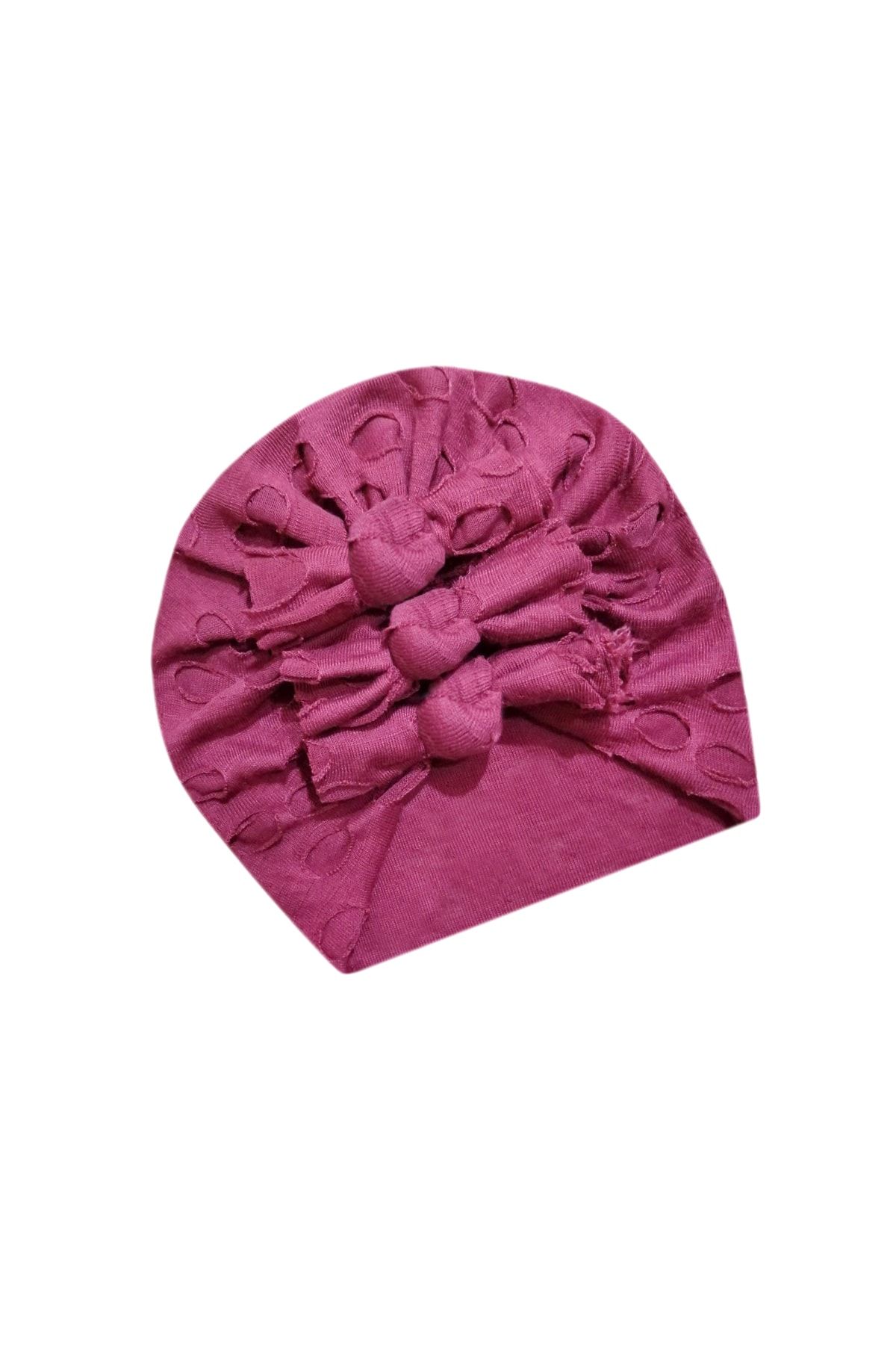 Ralebaby 3 Fiyonk Model Bordo Yuvarlak Delikli Kumaş Dikişsiz Bebek Bonesi