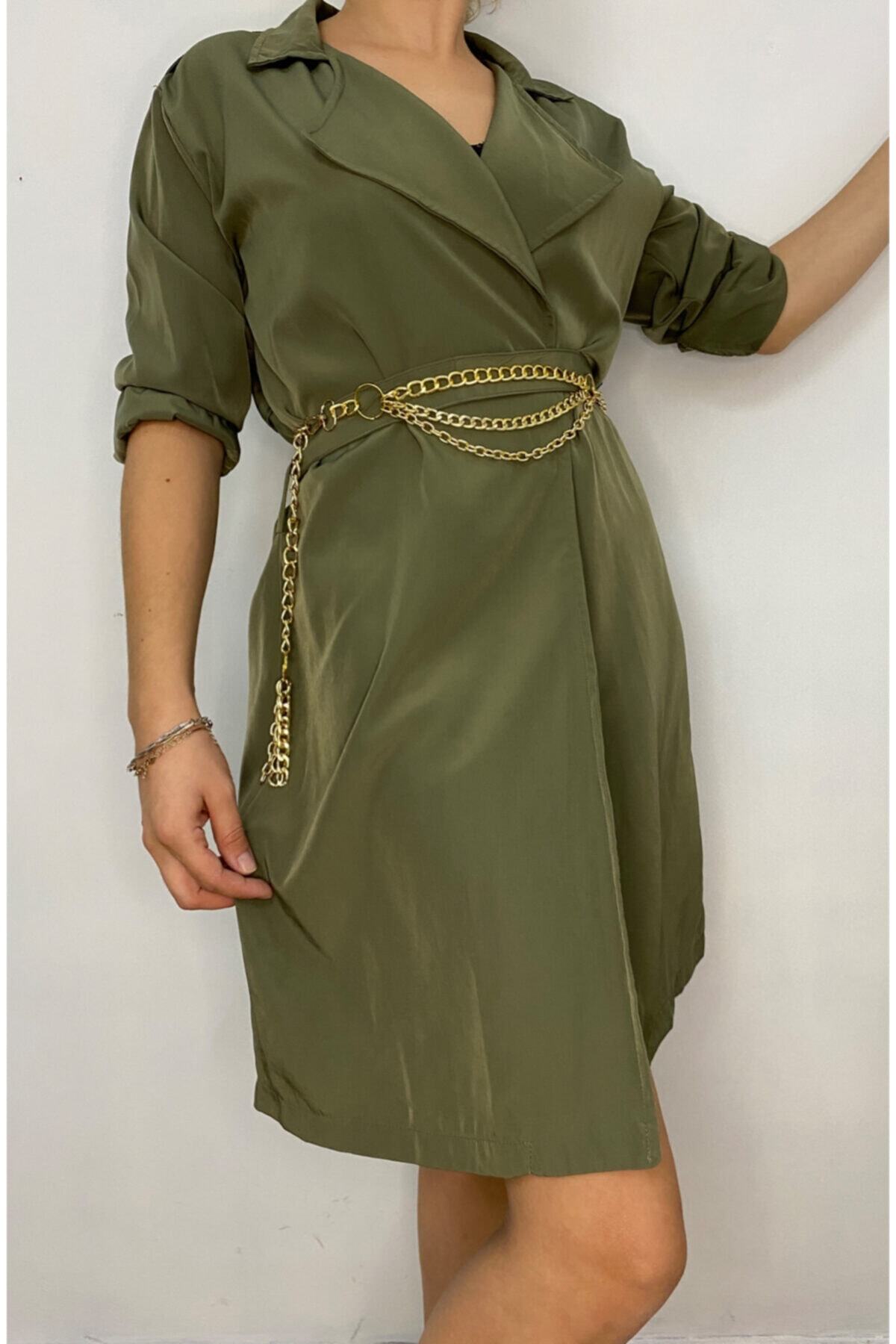 Maiden moda Altın Renk Zincir Detaylı Zincir Kemer