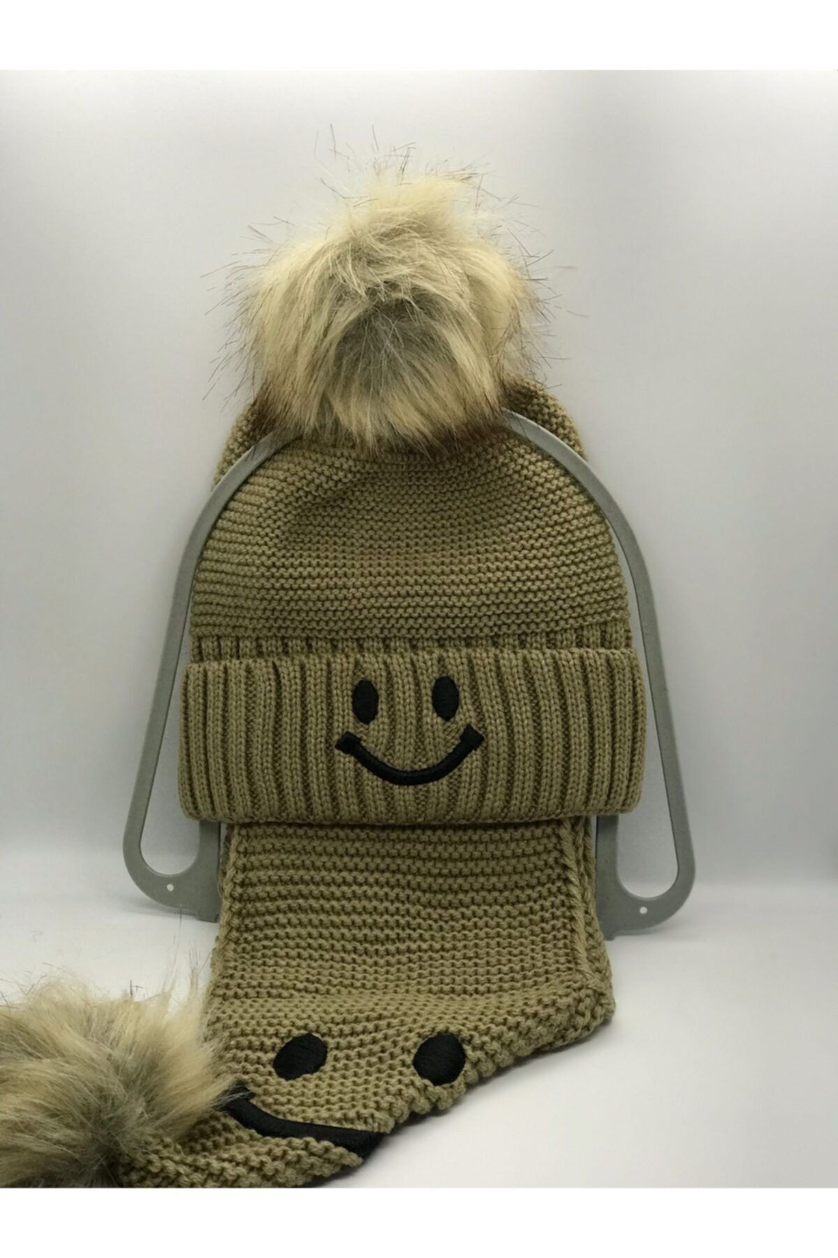 mendoza store Granz Bal Mumu Smile Akrilik Iplik Çocuk Atkı Şapka Takımı 0-6 Yaş