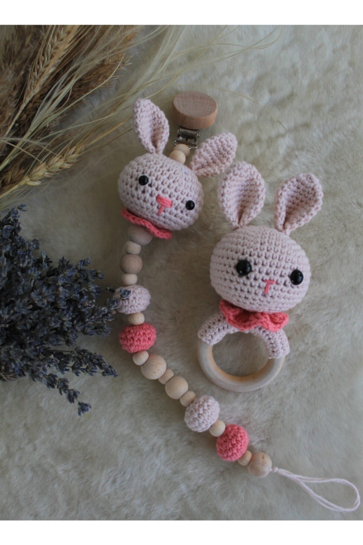 Naz Amigurumi Amigurumi Organik Diş Kaşıyıcı Çıngırak Ve Emzik Zinciri