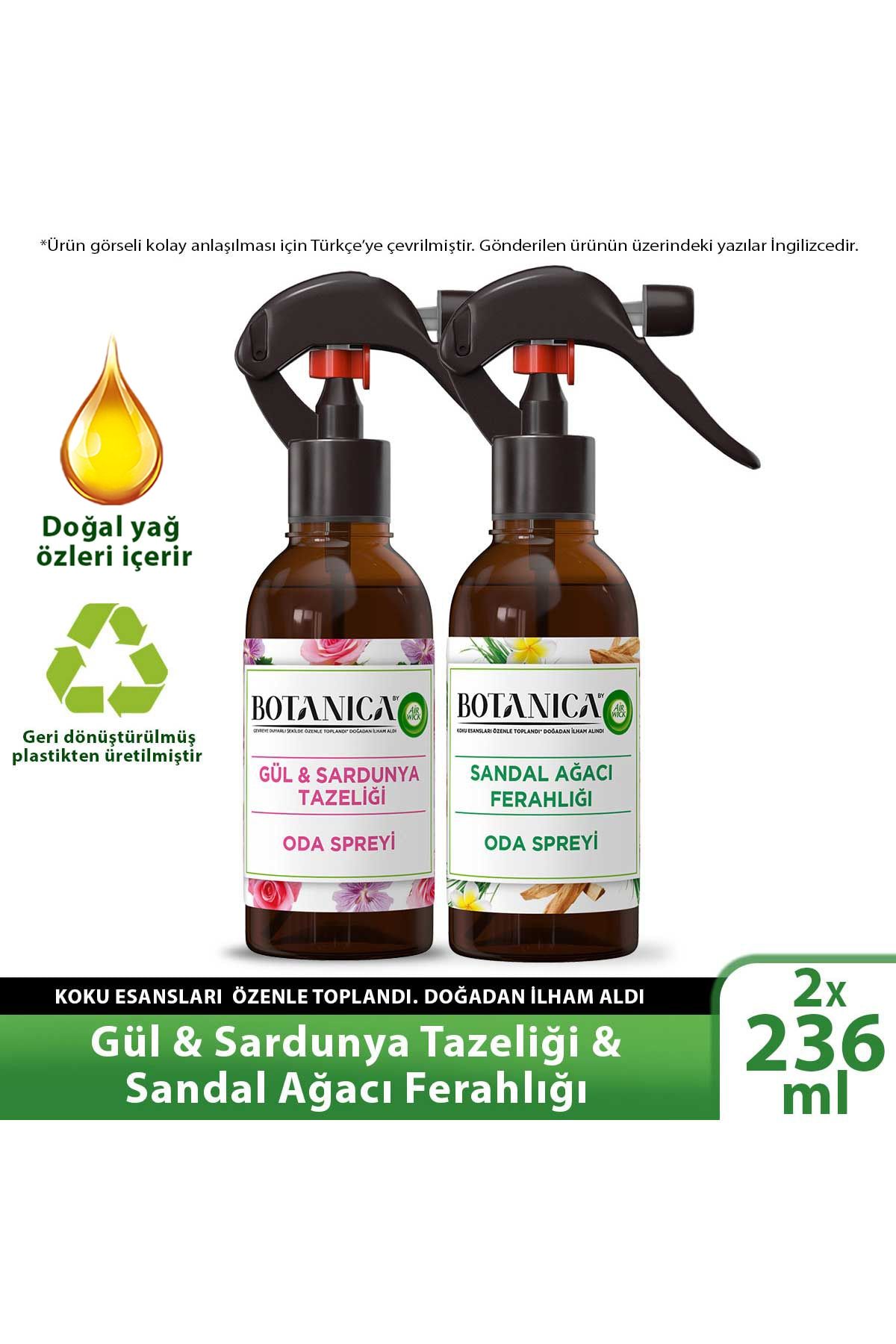 Air Wick Botanica 2’li Sandal Ağacı Ferahlığı Ve Gül&sardunya Tazeliği Oda Kokusu Spreyi 2x236 Ml
