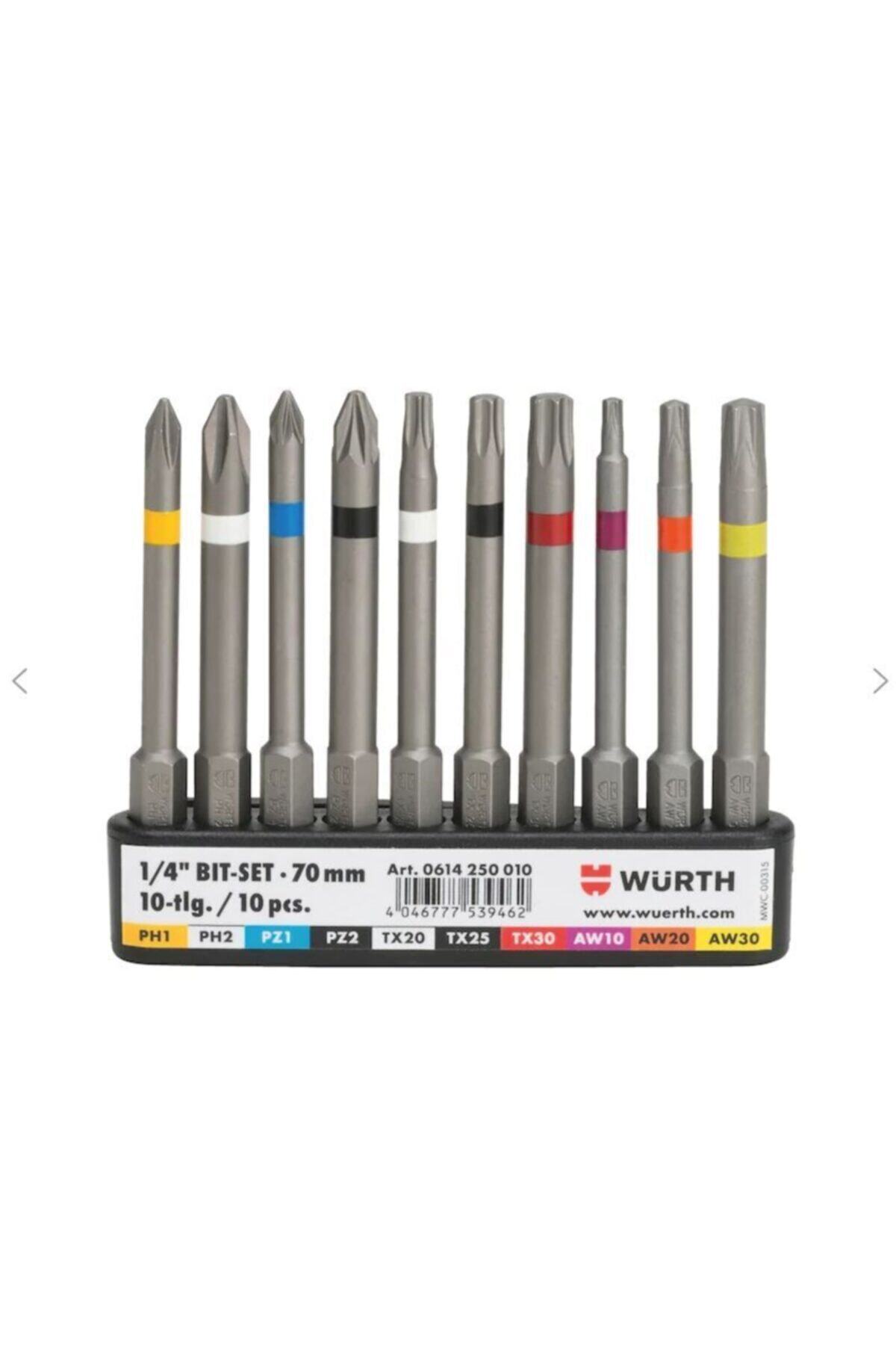 Würth Bits Uç Seti 1/4 Inç 70mm - 10 Parça