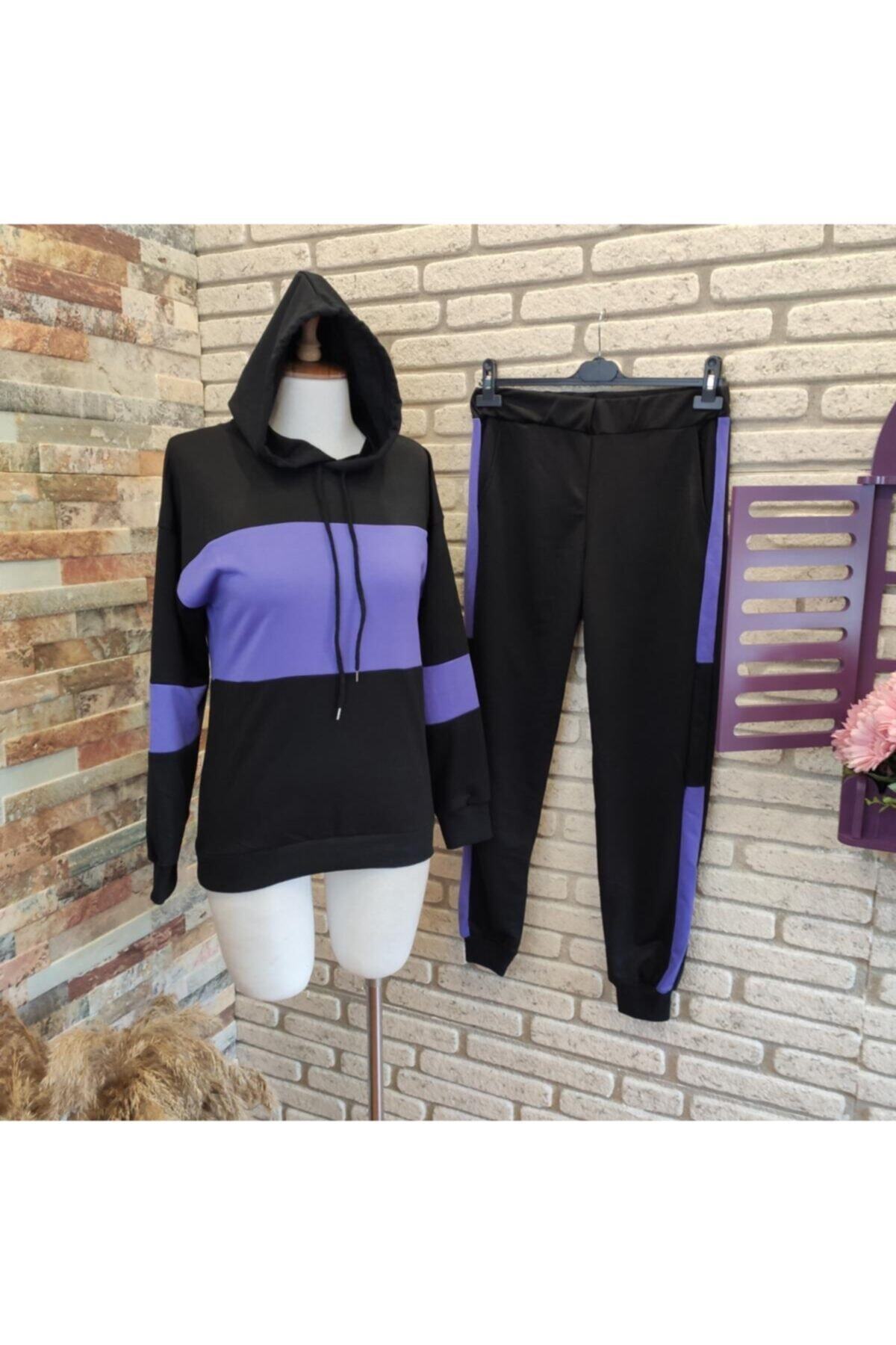 Arya Moda Garnili Şerit Detay Kapüşonlu İki İplik Takım