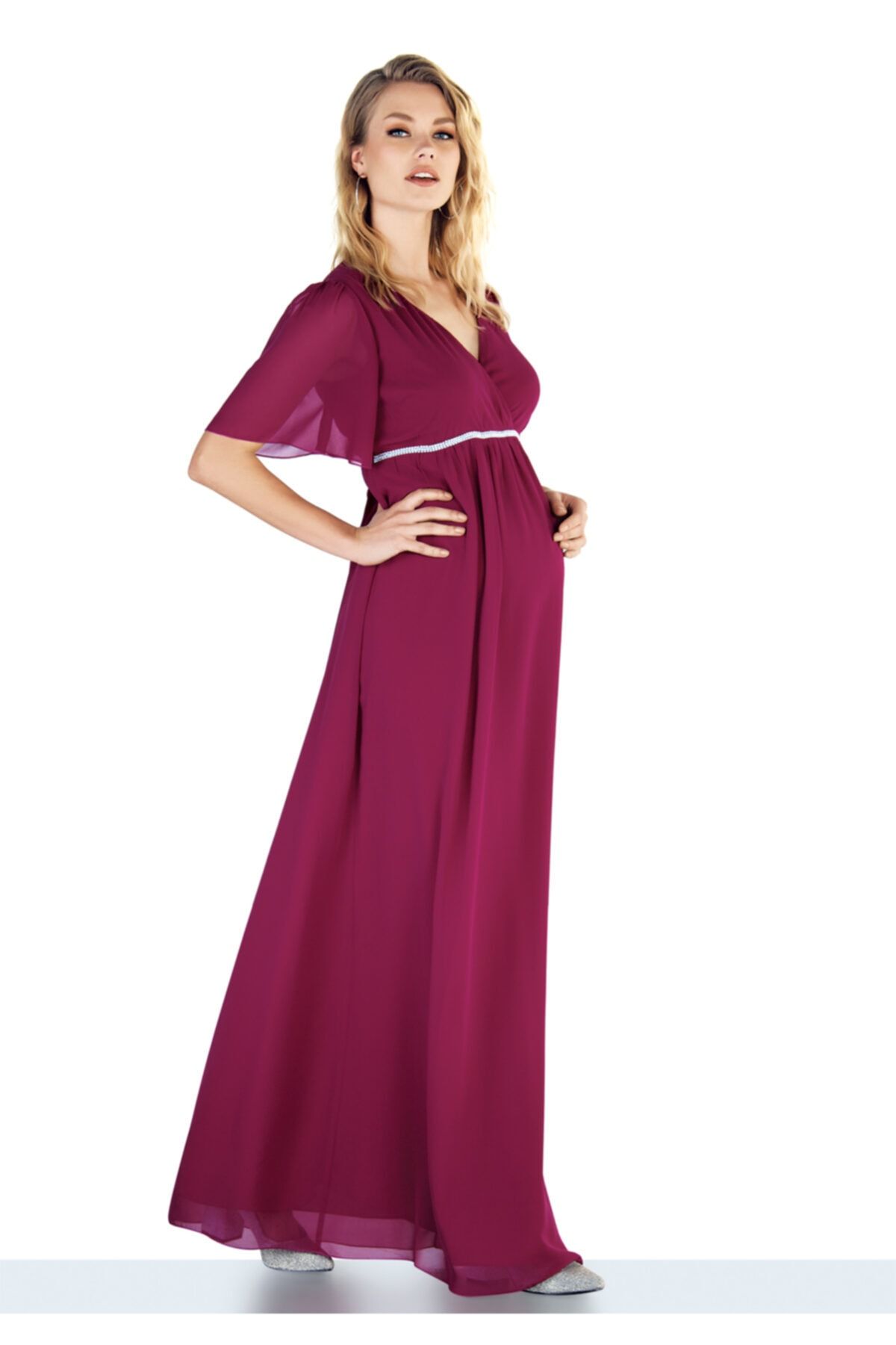 Ebru Maternity 4267 - Şifon Hamile Abiye Elbisesi