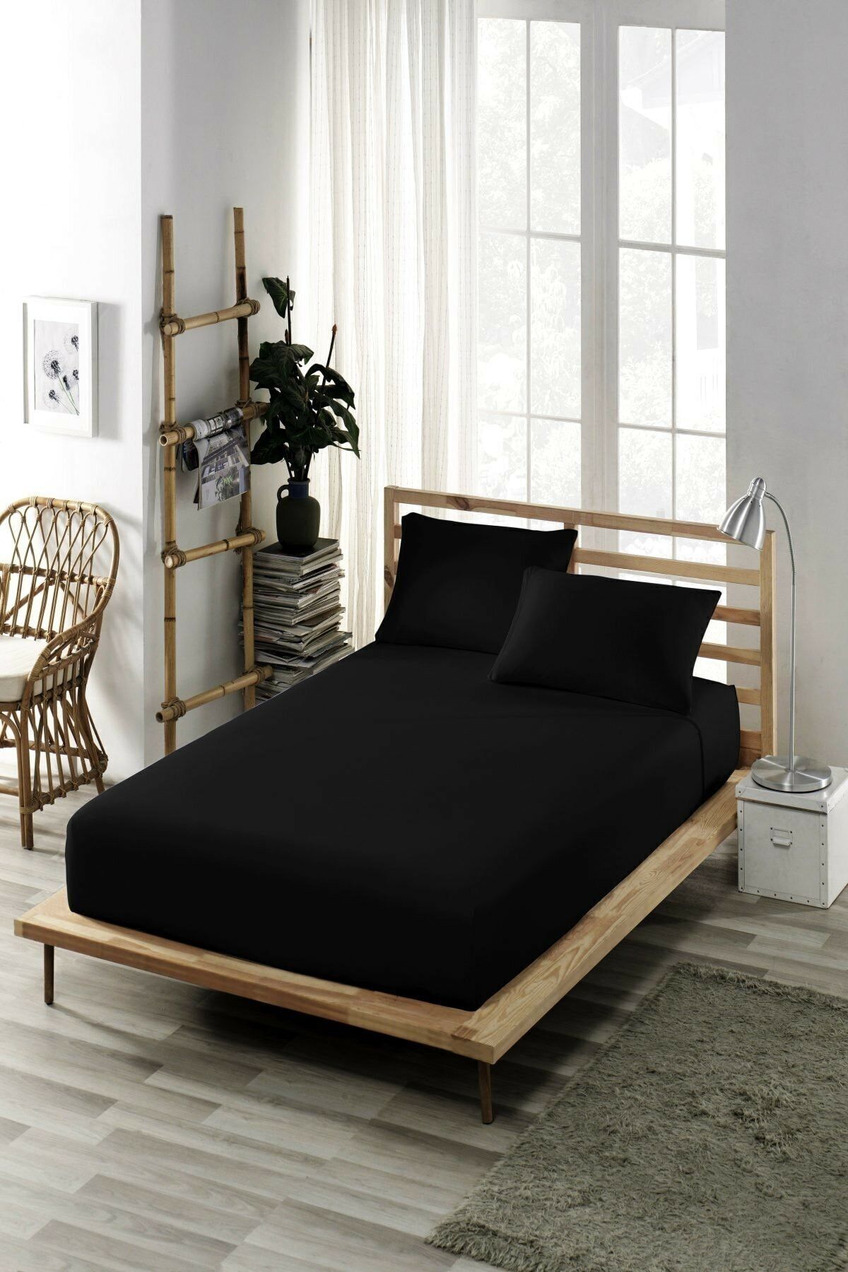 SNR HOME COLLECTION Pamuklu 120x200 Siyah Lastikli Çarşaf Takımı