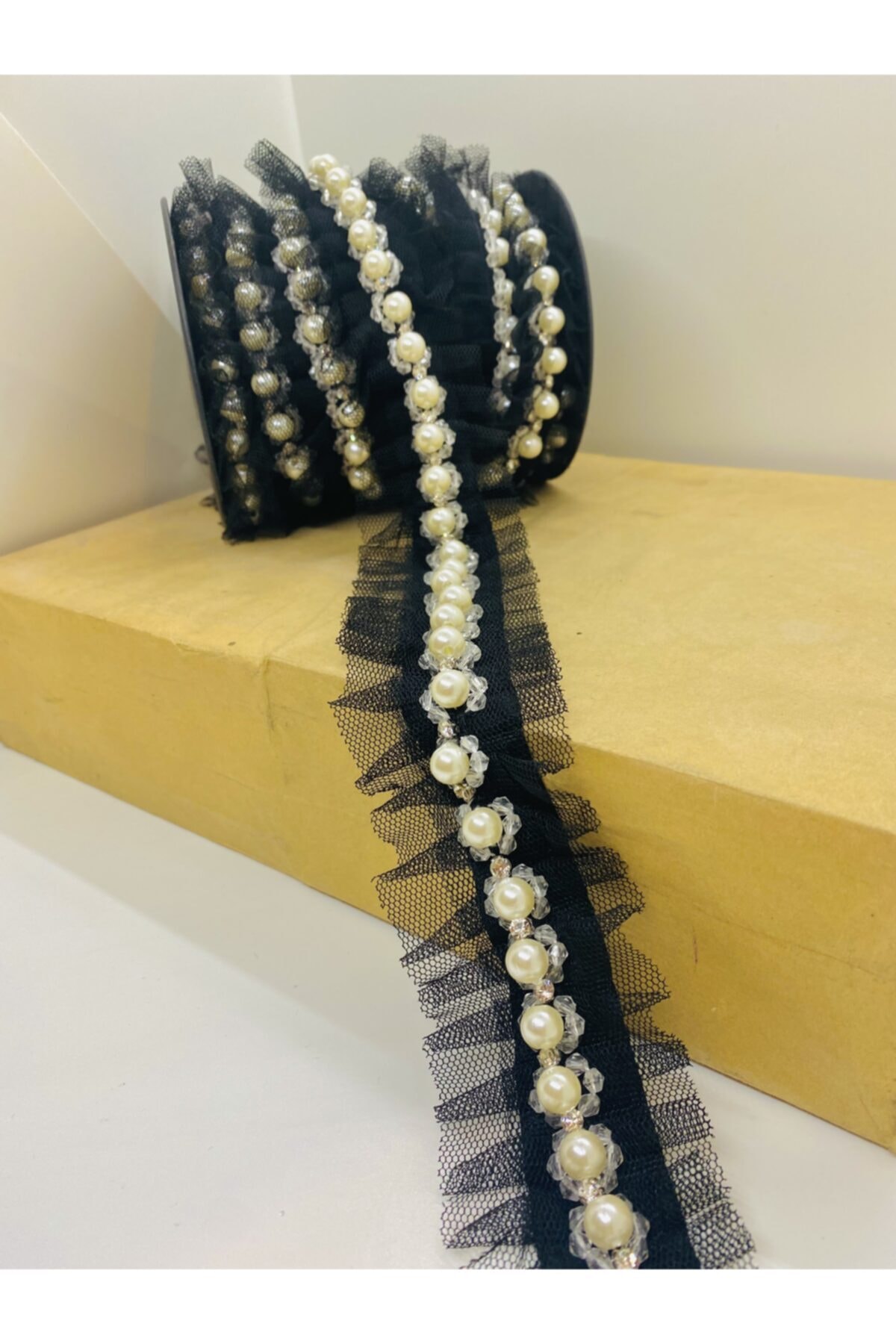 prens aksesuar İncili Tüllü Şerit 10 mt