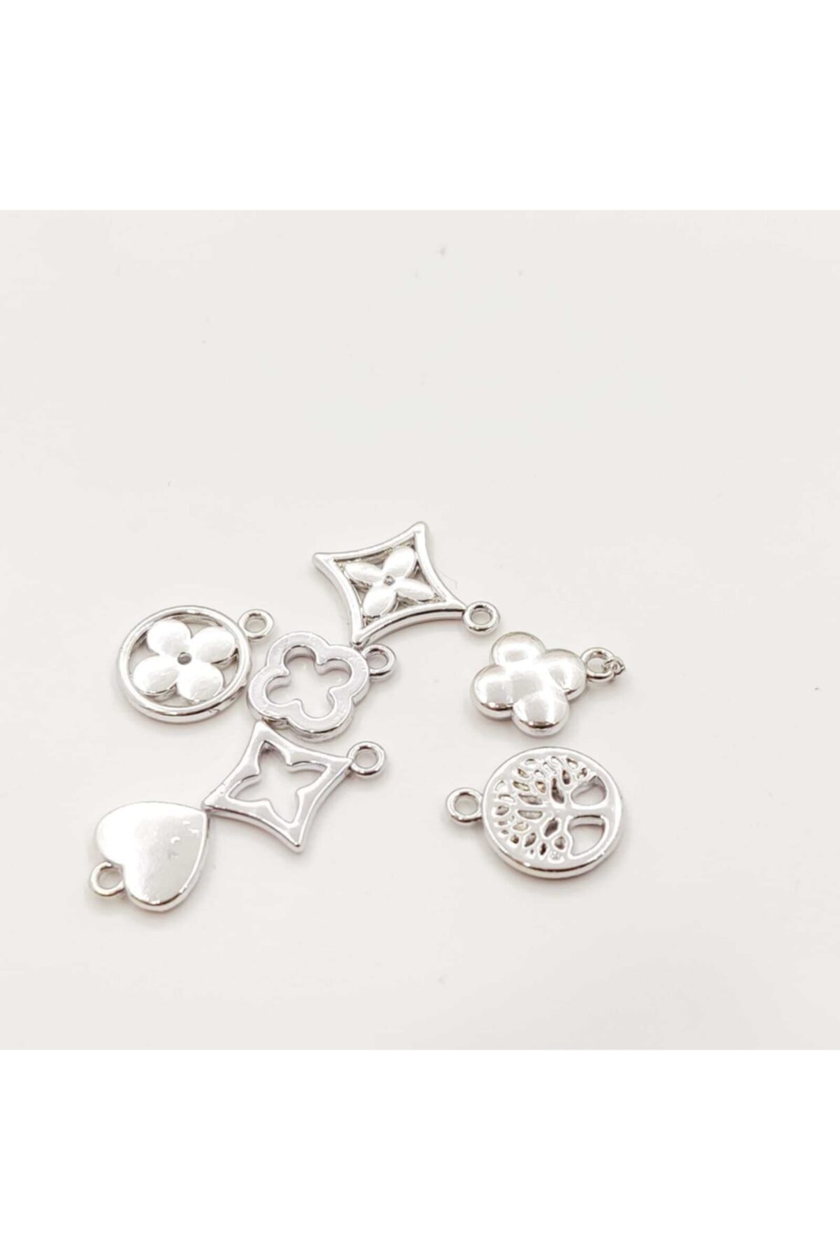 yiğit aksesuar Gümüş Kaplama Karışık Model Kolye Ucu Ara Aparatı 14 Adet