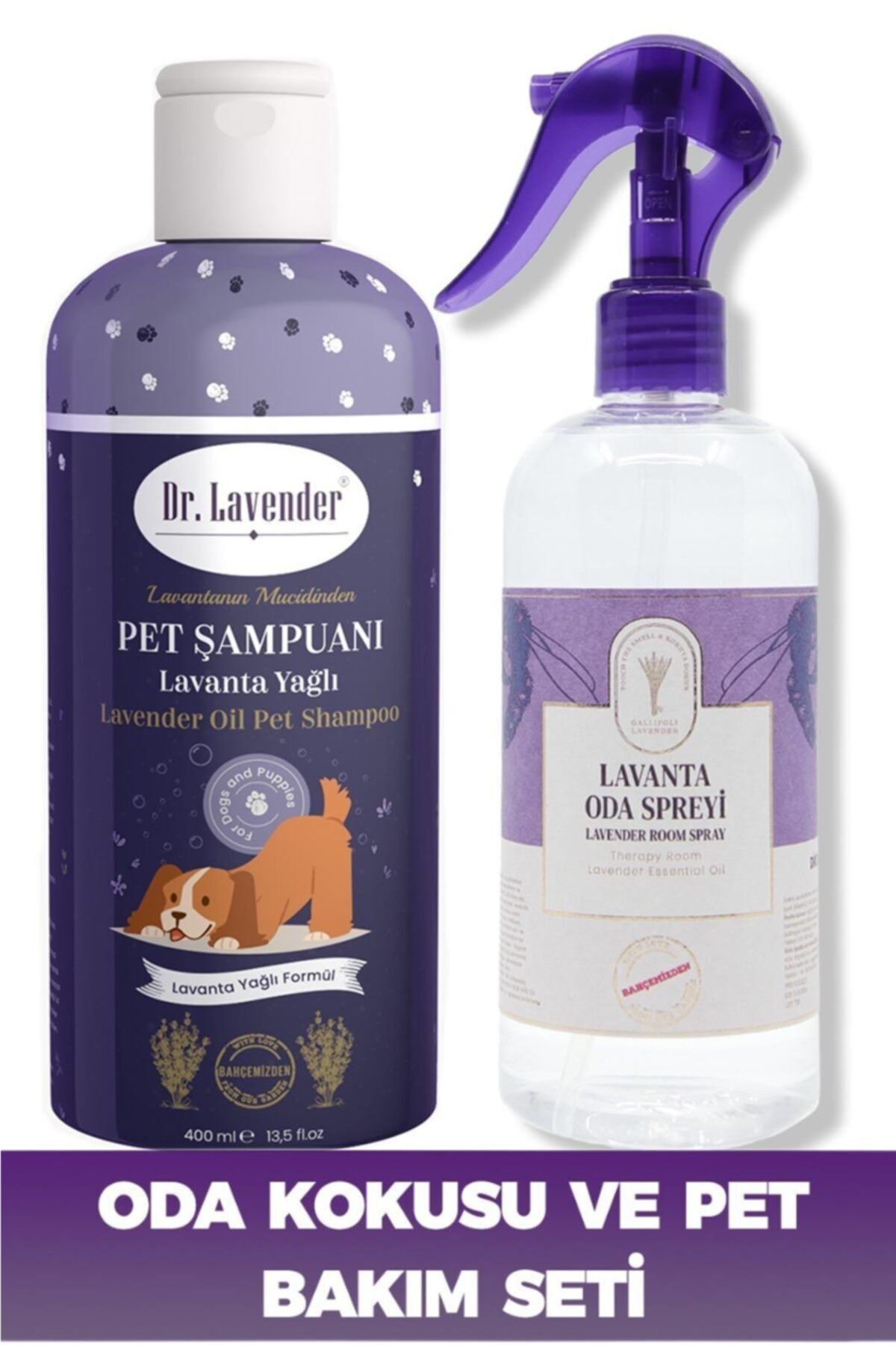 Dr. Lavender Lavanta Kedi Köpek Koku Giderici Pet Şampuan 400 ml + Lavanta Oda Kokusu 400 ml