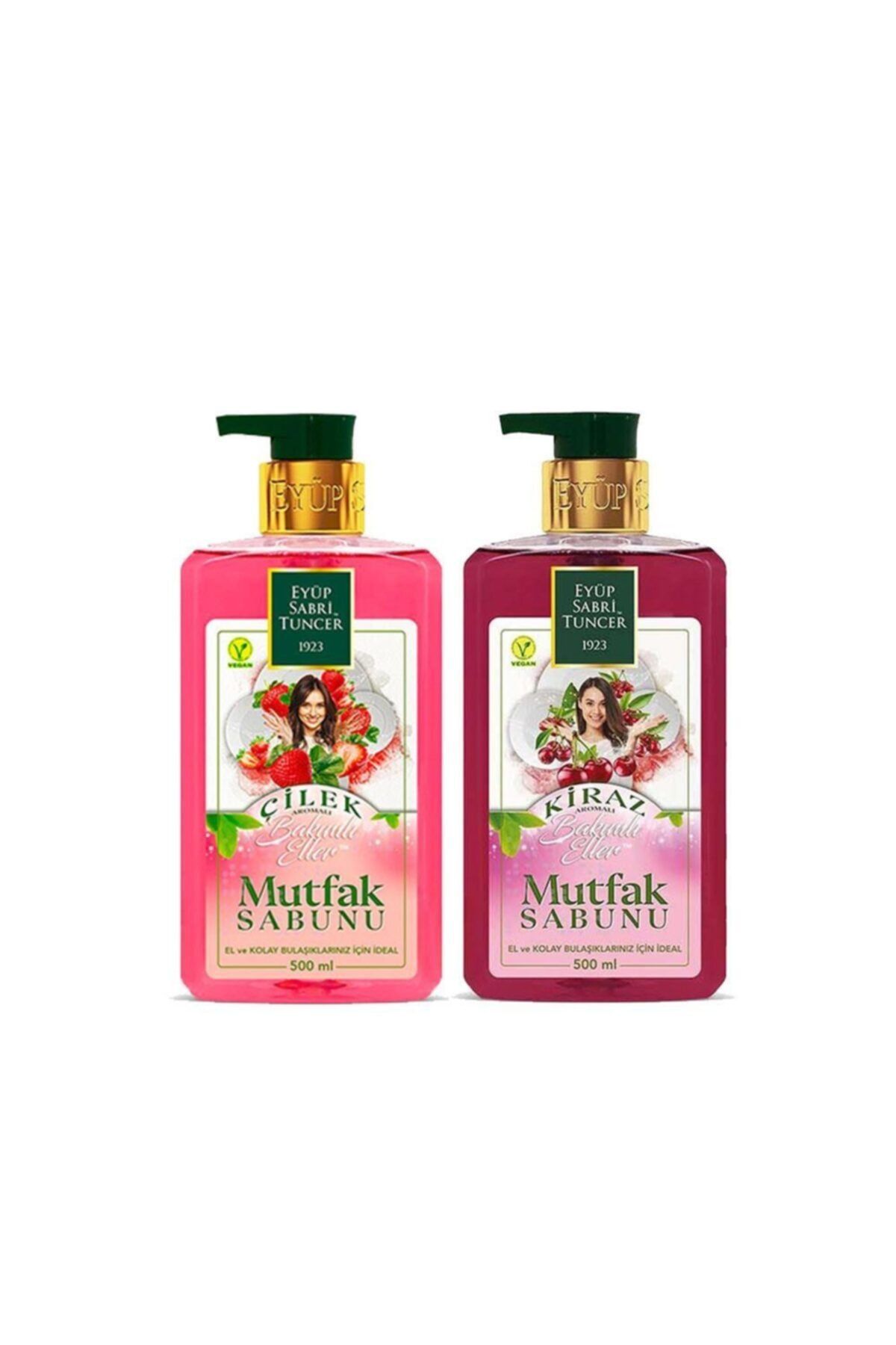 Eyüp Sabri Tuncer E Mutfak Sabunu Seti Çilek Aromalı, Kiraz Aromalı 500 Ml + Magic Sünger