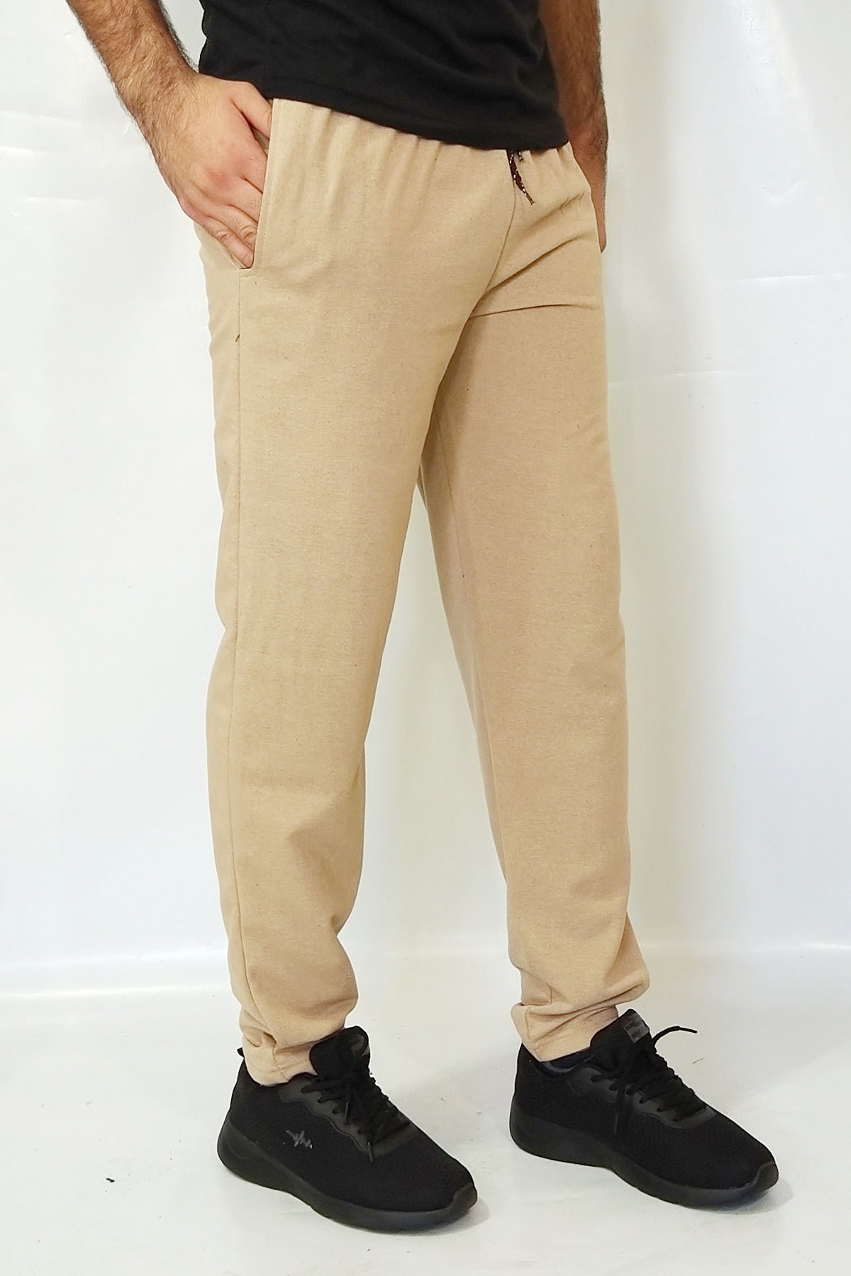 MTSTİL Unisex Ekru Düz Paça Eşofman Altı