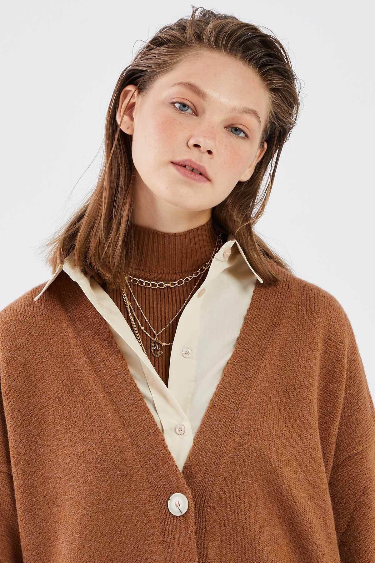 Hooopstore Fitilli Crop Top - Kahve