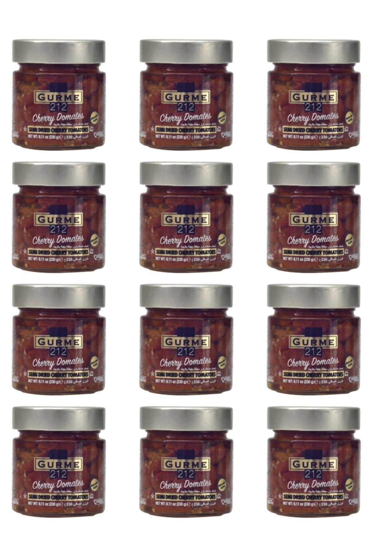 Gurme212 Kurutulmuş yarı Kuru Domates Yumuşak Marine Edilmiş 12 Adet x 255cc