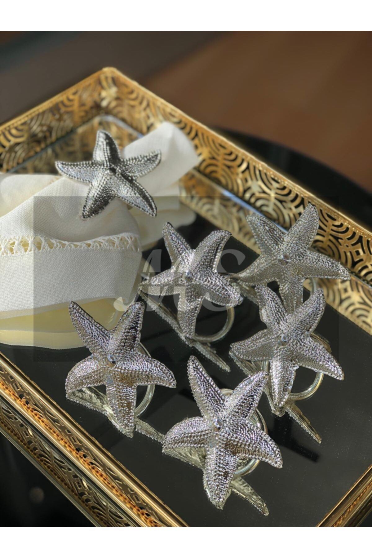 MS DECOR DESİGN Gösterişli 6 Lı Peçetelik Yüzük Takımı