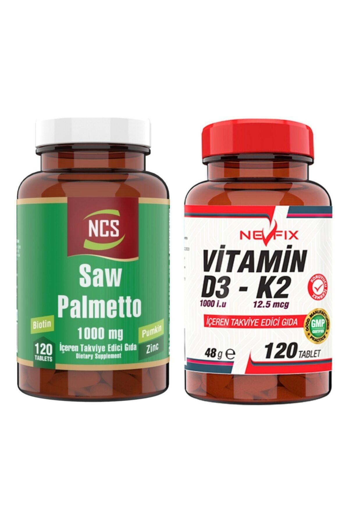 NCS Saw Palmetto 120 Tablet & Nevfix Vitamin D3-k2 120 Tablet