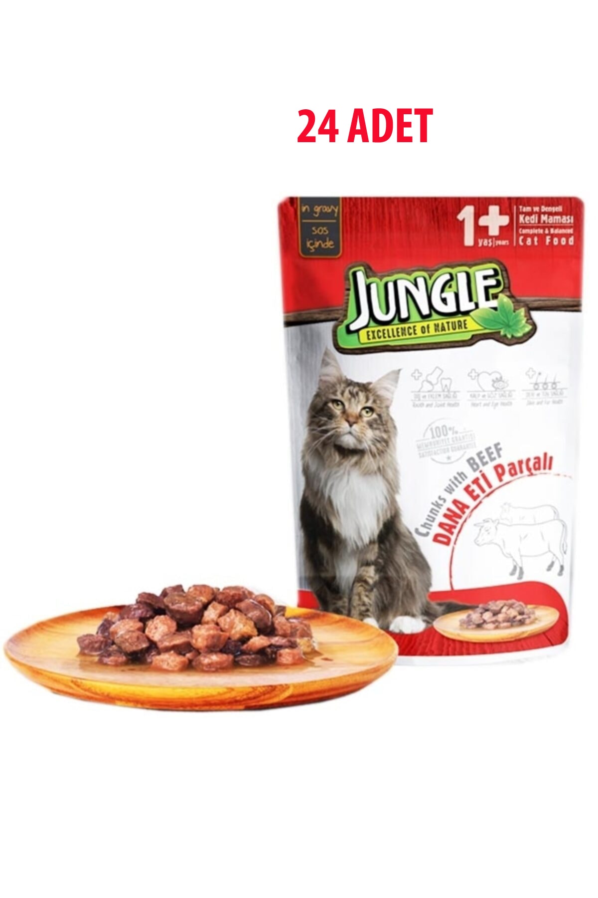 Jungle Pouch (24 Lü) Yetişkin Kedi Biftekli 100 Gr