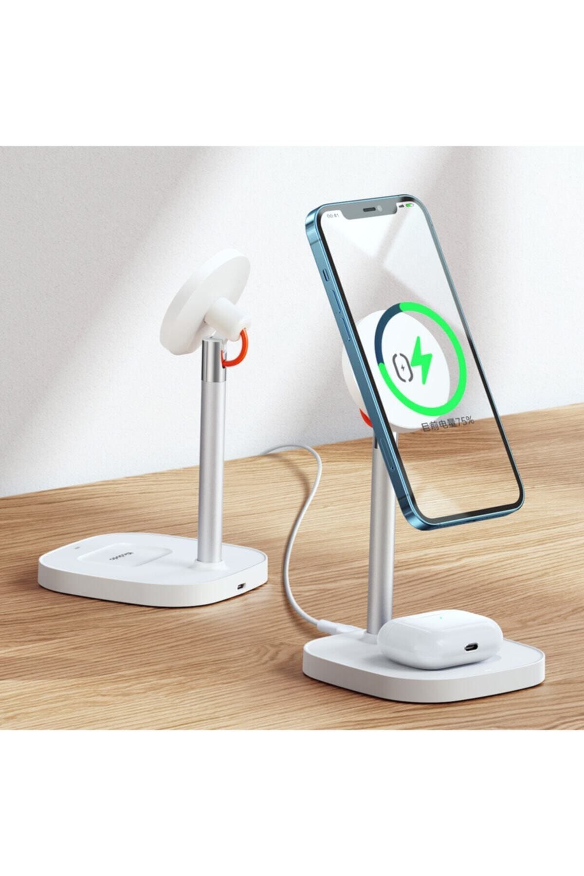 Mcdodo Ch-7340 2in1 Standlı Magnetic Wireless Şarj-beyaz