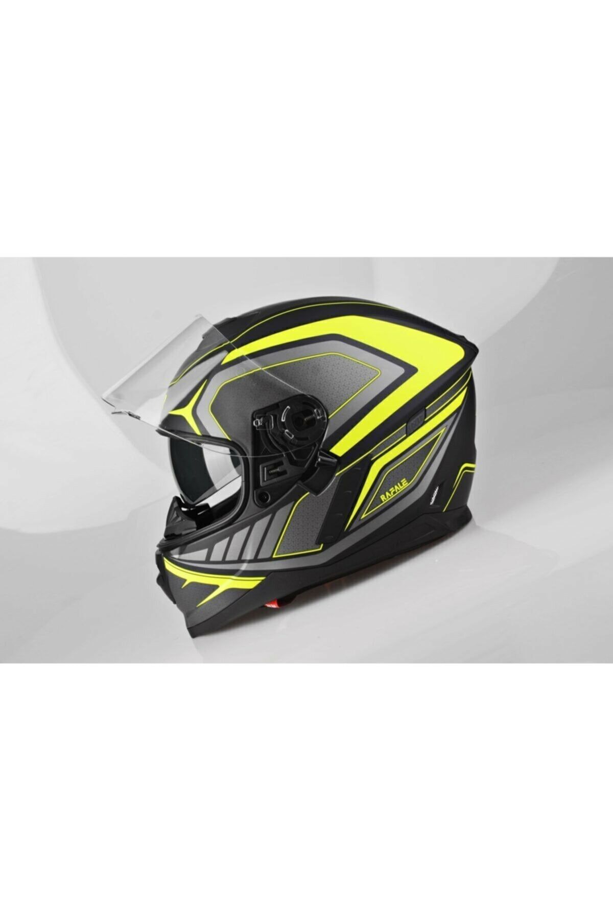 Lazer Hexa Mat Siyah Sarı Güneş Vizörlü Motosiklet Kapalı Kask