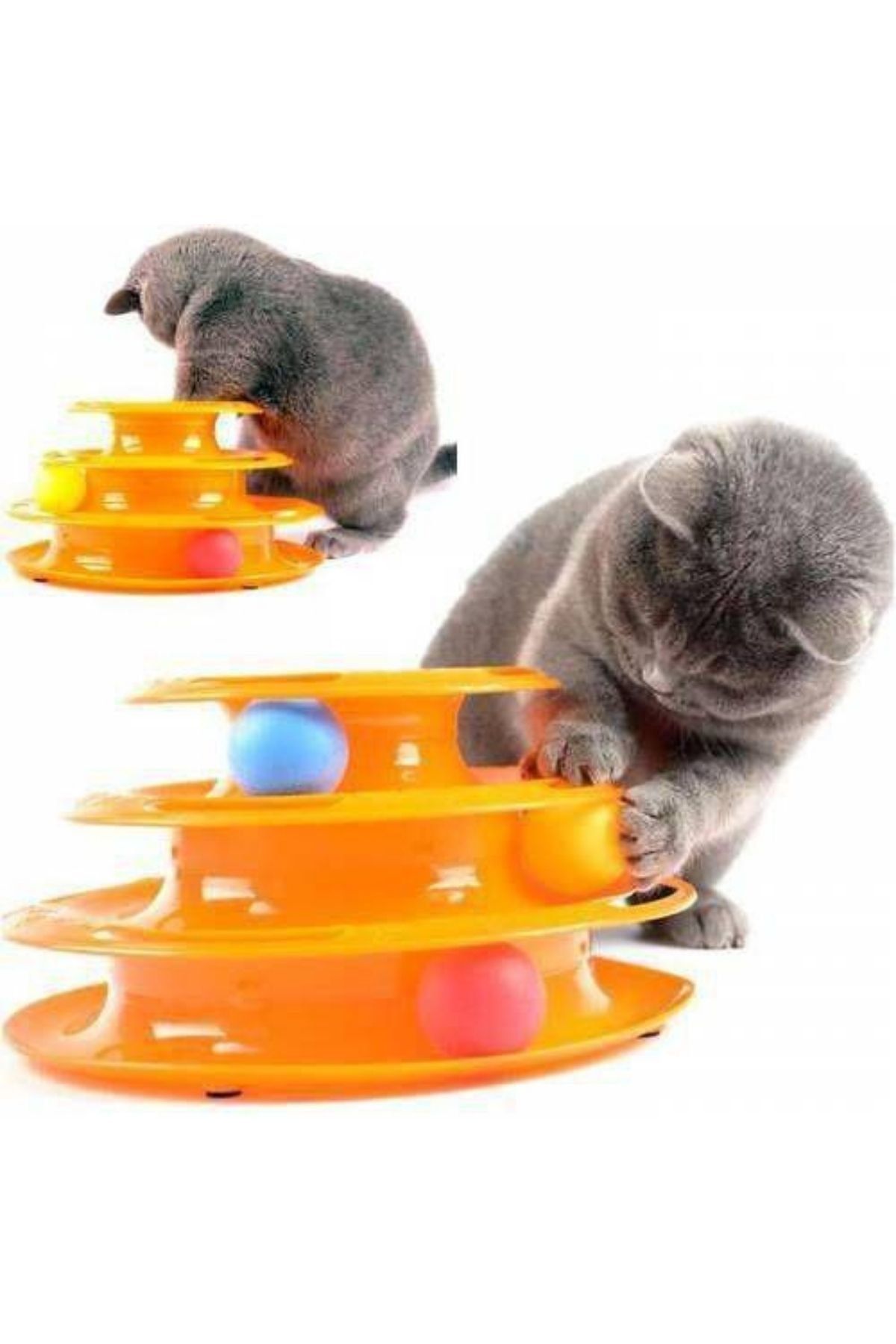 Ankaflex Tower Of Tracks Üç Katlı Kedi Oyuncağı Yuvarlak Ve Toplu Eğlenceli Kedi Oyuncağı 24 X 13 Cm