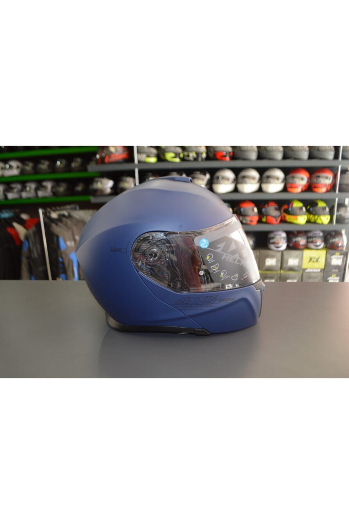 AXXIS Gecko Sv Solid Mat Mavi Çene Açılır Motosiklet Kaskı