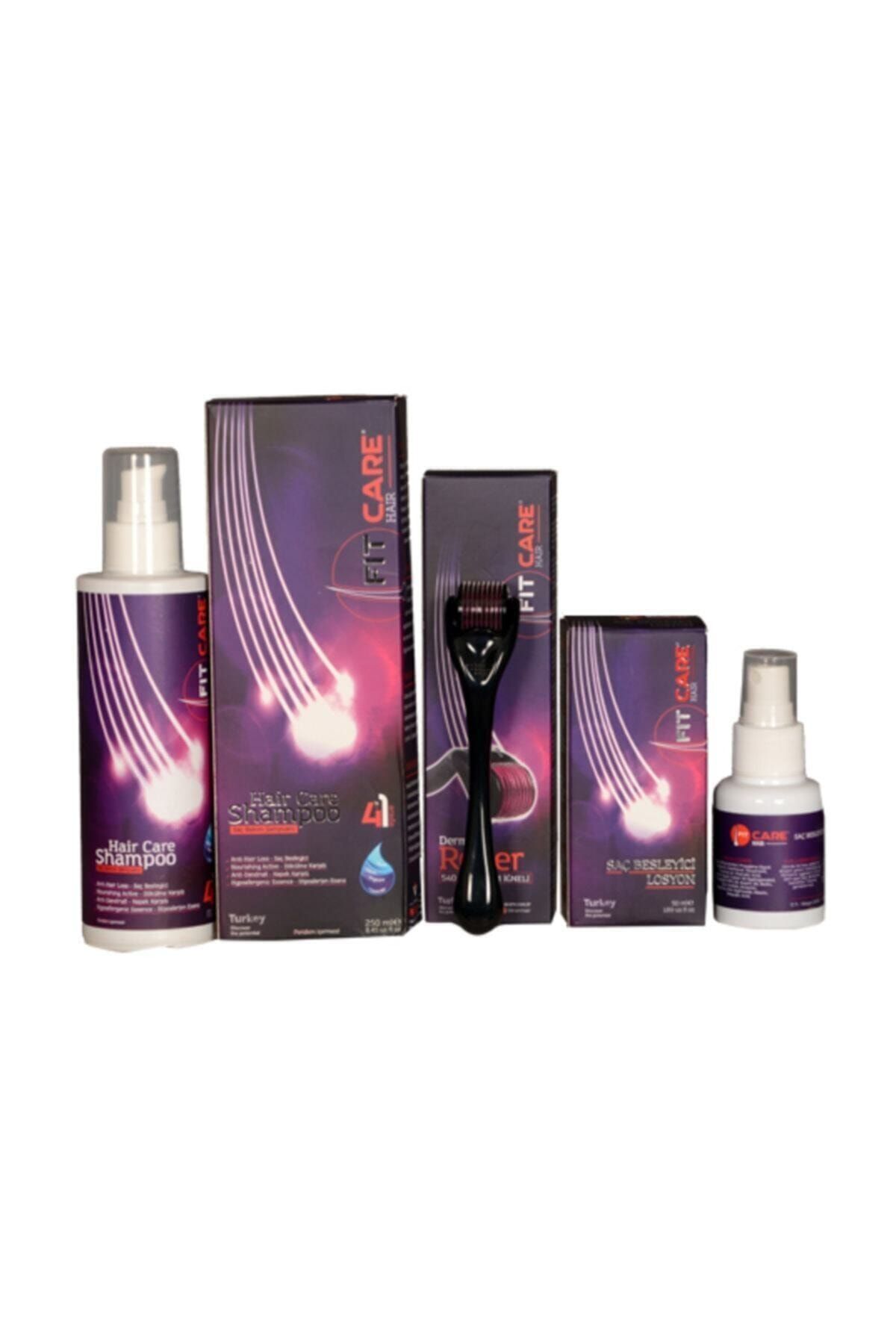 FitcareHair Saç Bakım Losyonu + Şampuan + Dermaroller Tarak
