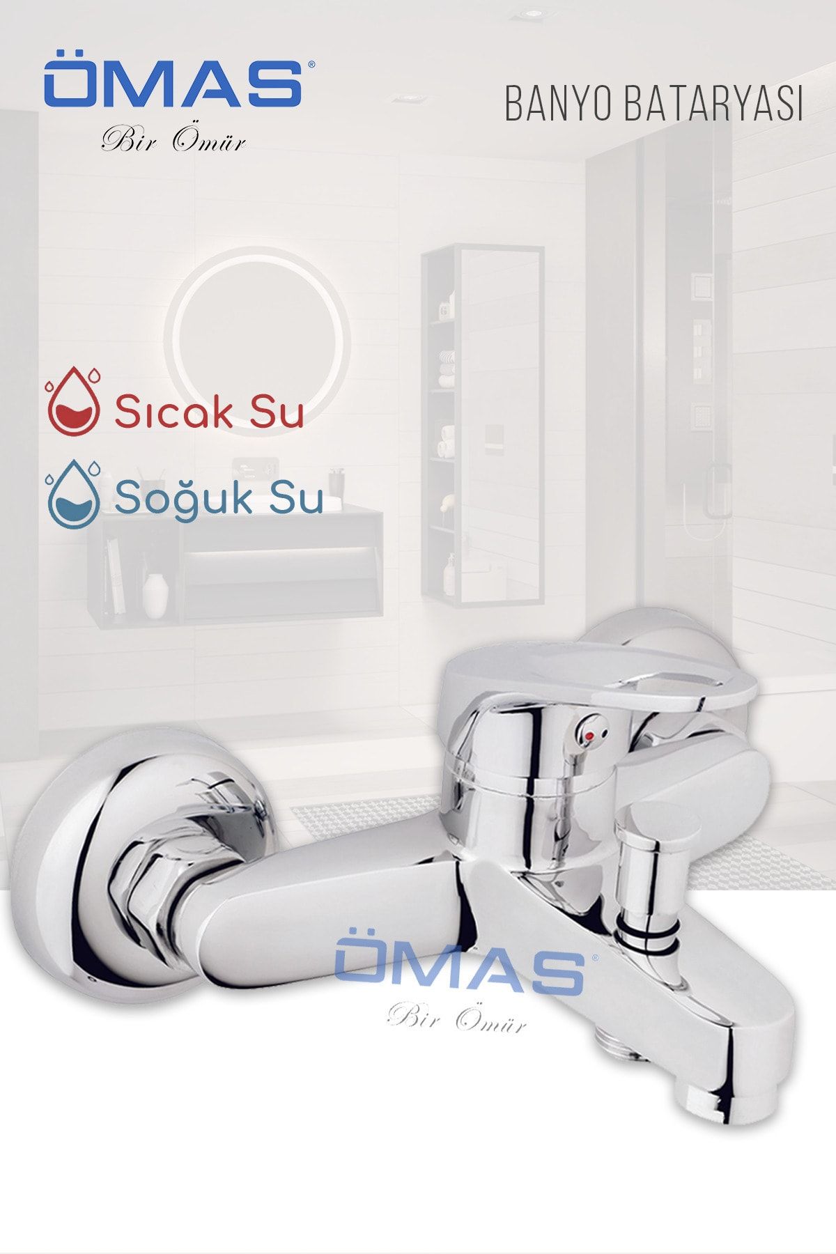 ÖMAS Otomasyon Mf5 Banyo Ve Duş Bataryası, Banyo Musluğu, Ağır Gövde