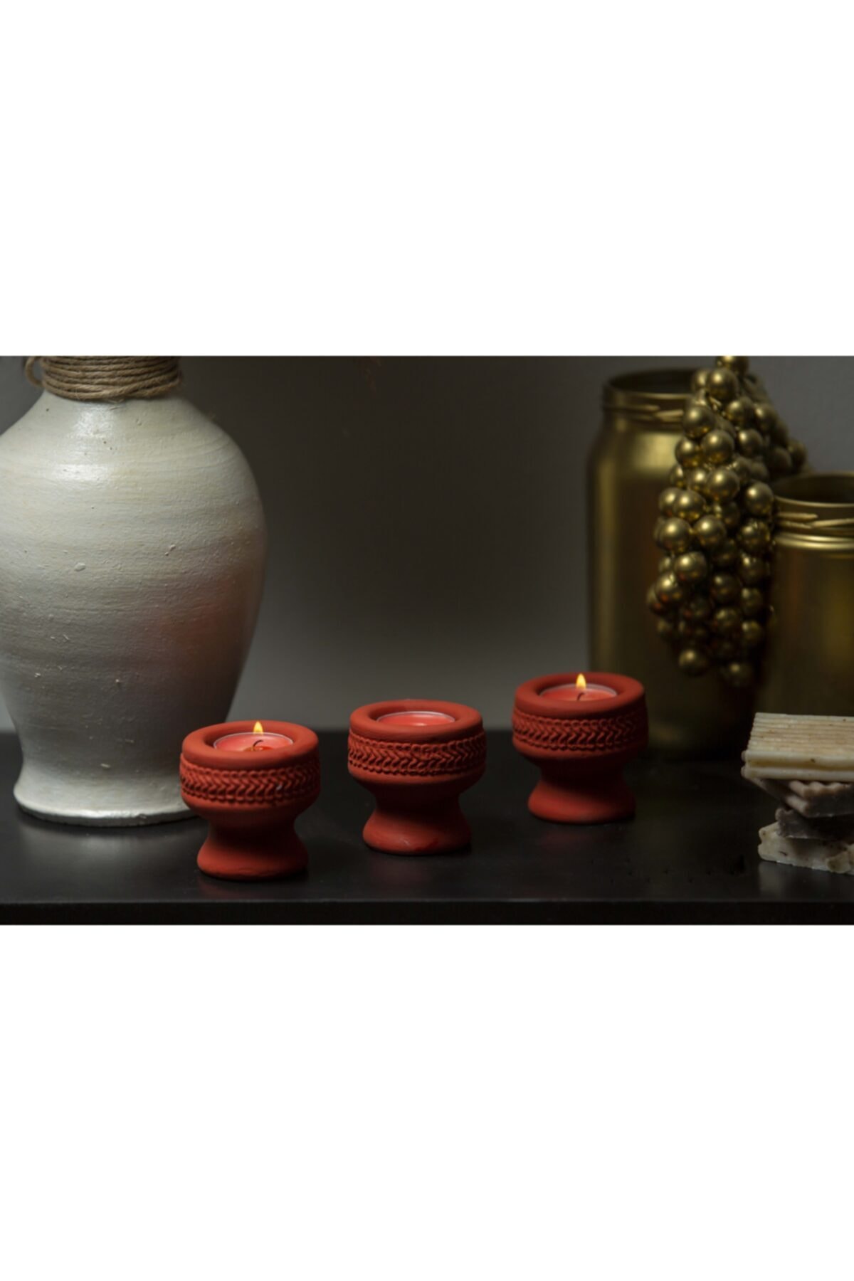kavi dekor Kırmızı Tealight Kupa Mumluk