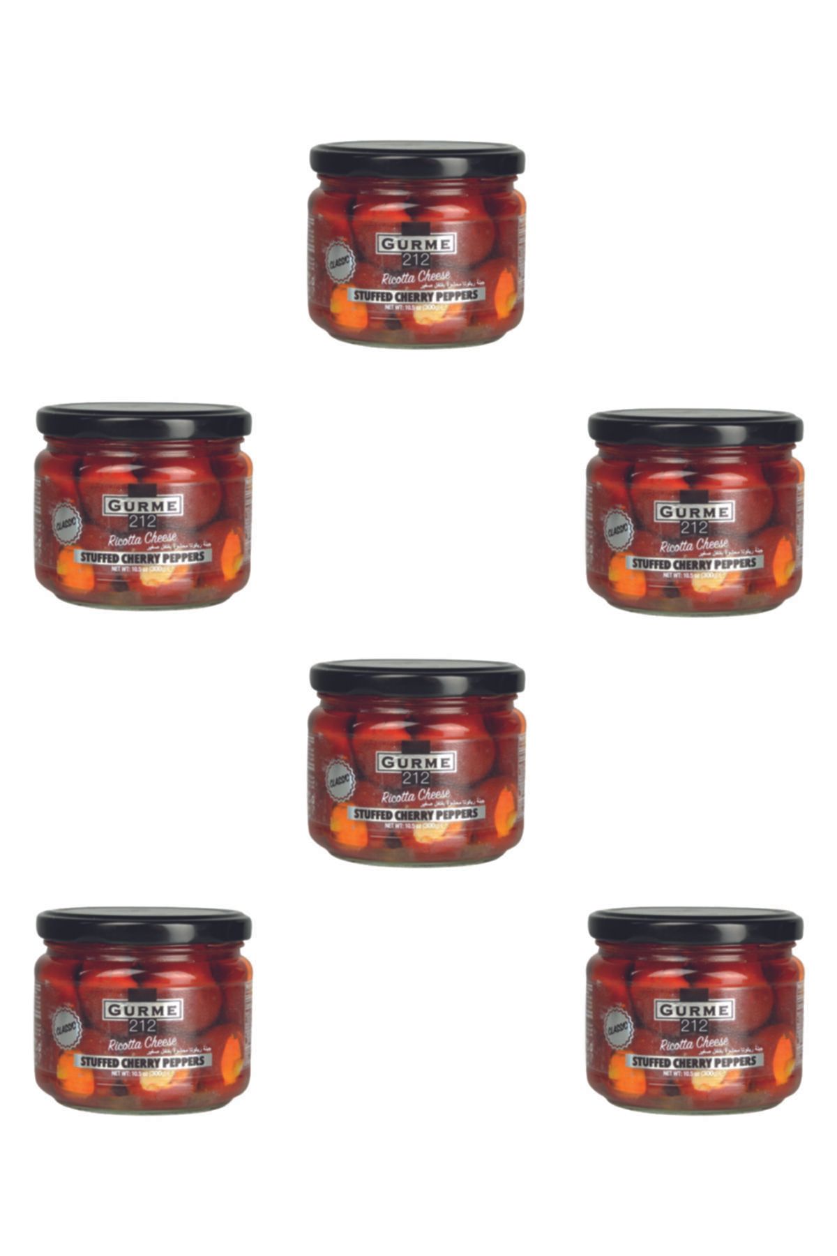 Gurme212 Ricotta Dolgulu Kiraz Biber Turşusu (6 Adet X 300cc)