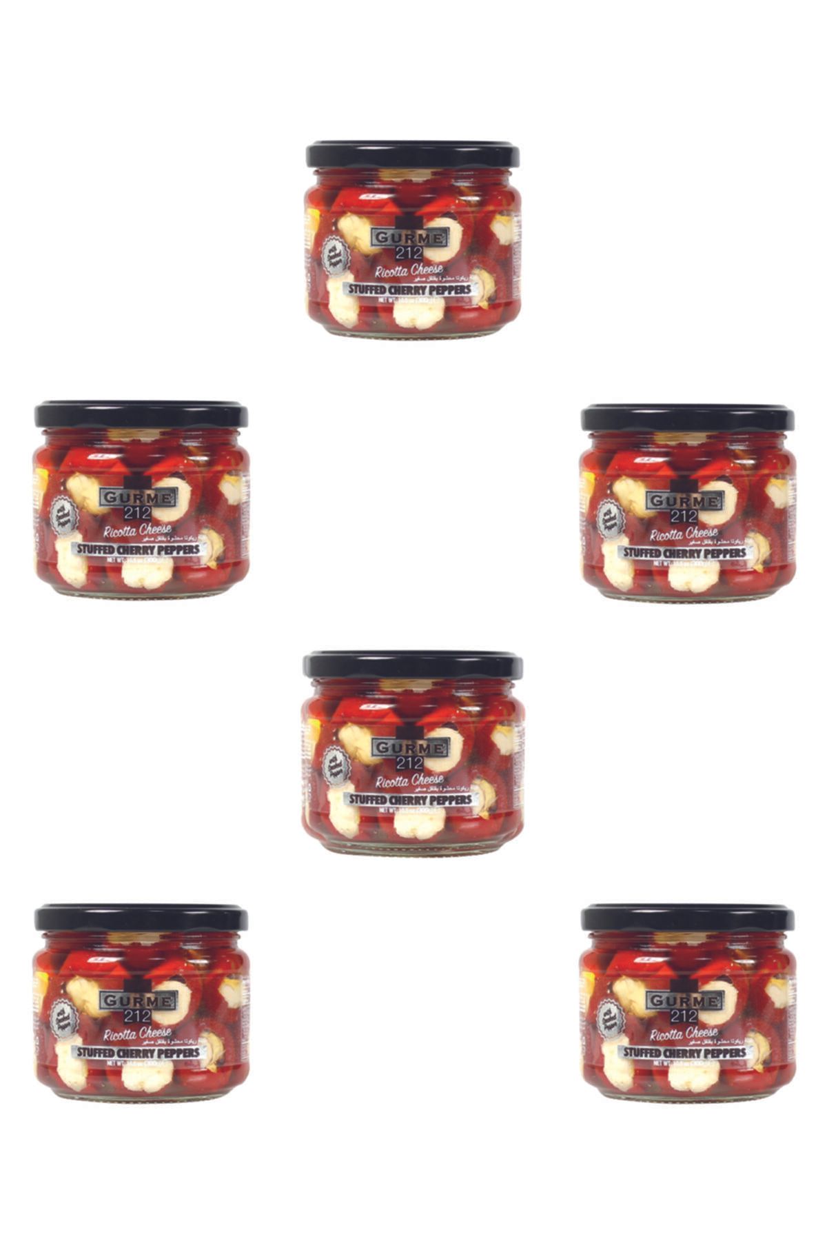 Gurme212 Isotlu Ricotta Peynir Dolgulu Kiraz Biber (6 Adet X 300cc)