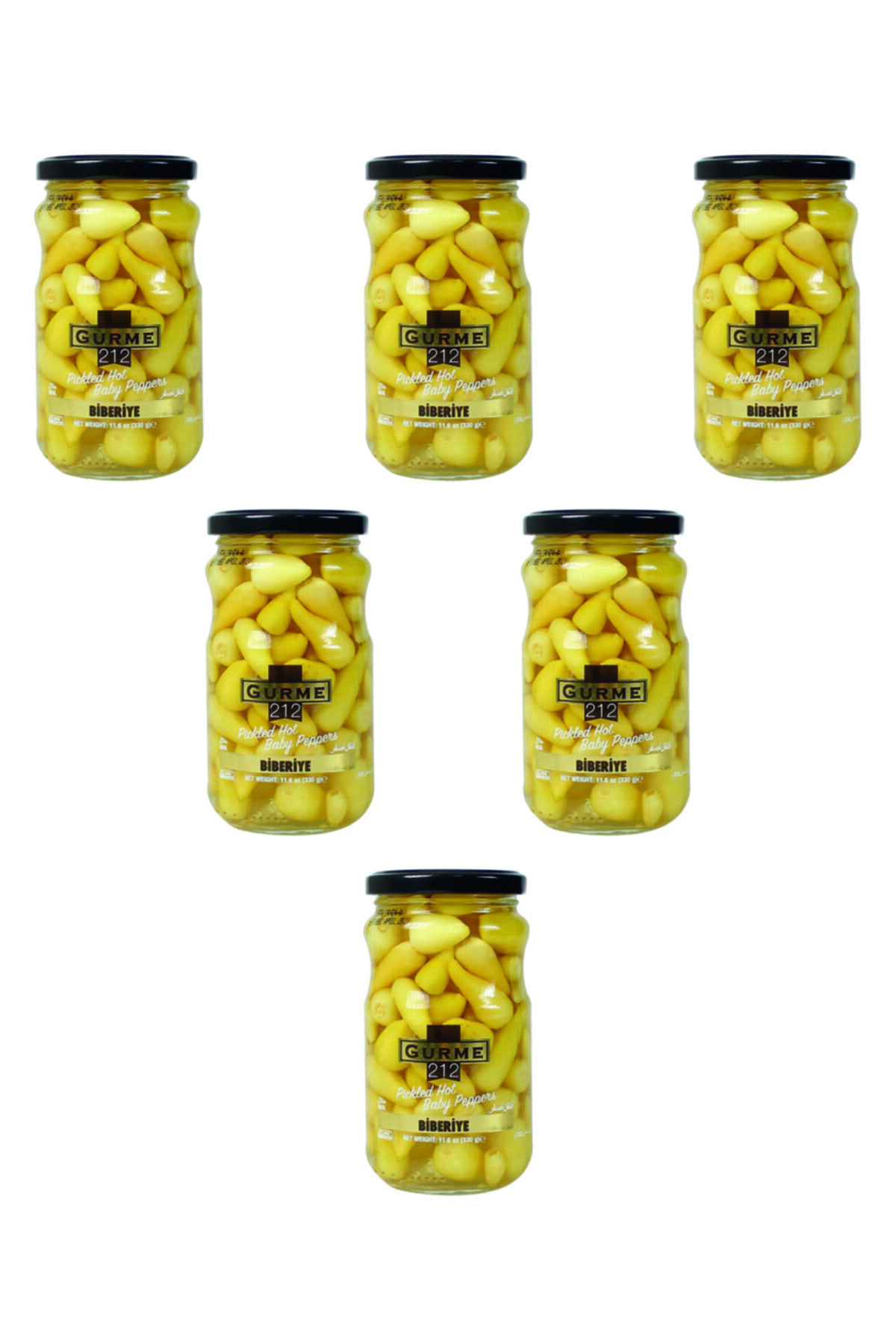 Gurme212 Biberiye Turşusu, Sezonunda Hasat, Meze (6 Adet X 370cc)