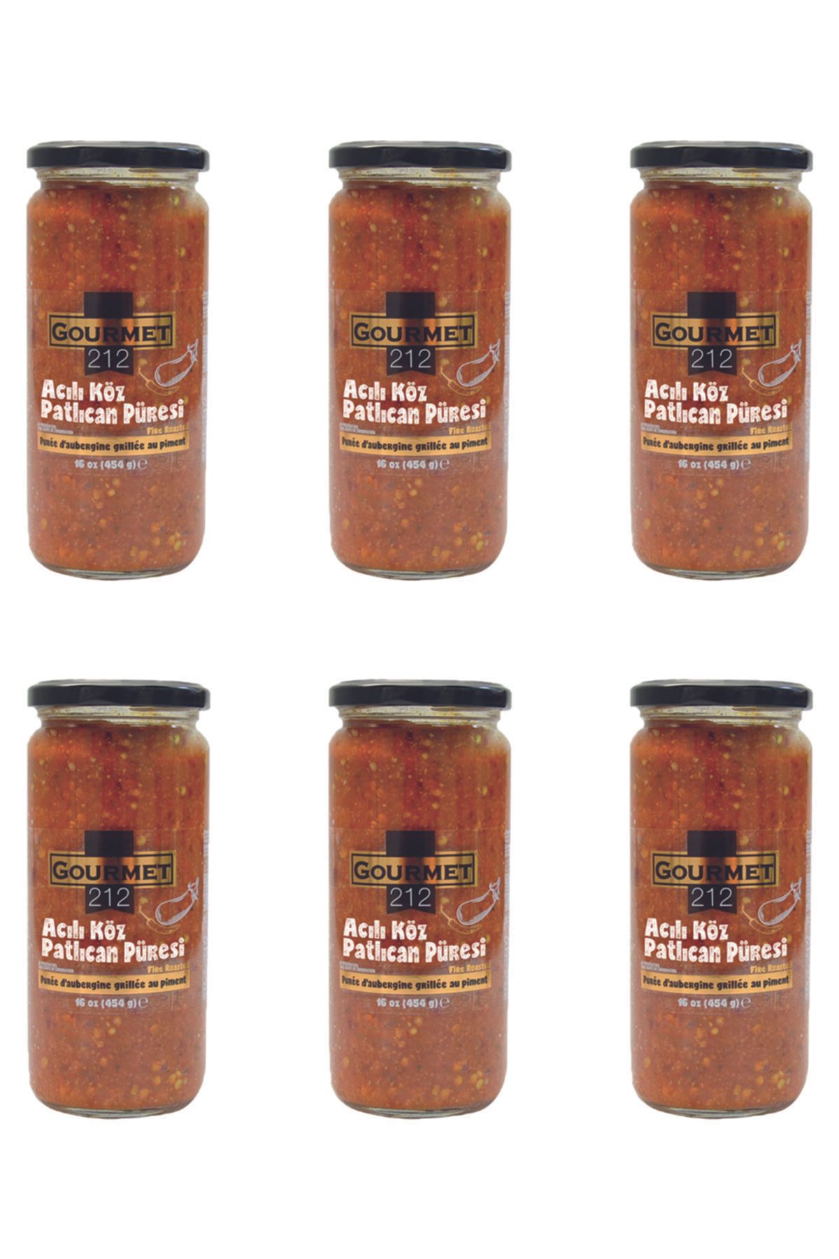 Gurme212 Közlenmiş Patlıcan (acılı), Hazır Yemelik, Salata, Meze (6 Adet X 500gr)