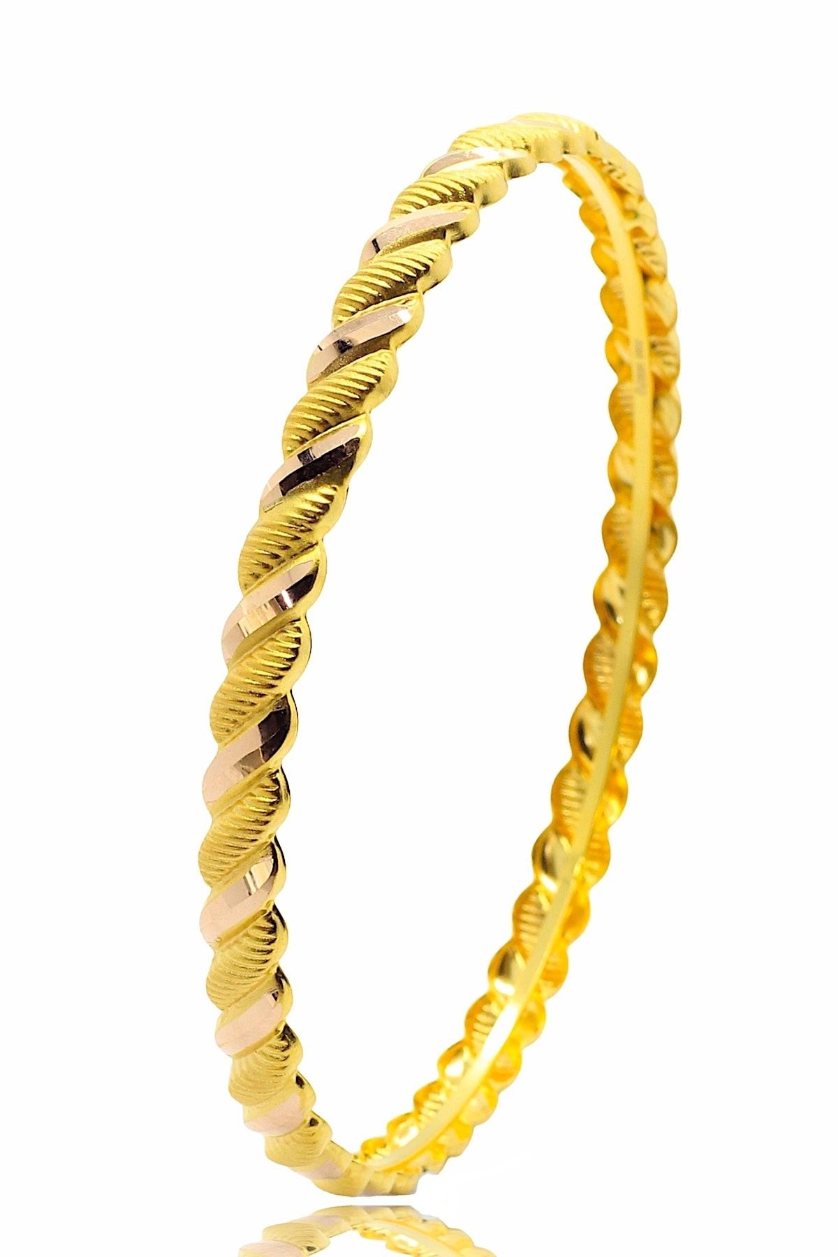 CiGOLD Taşsız Ikili Burma Bilezik 14 Ayar Altın 4.45 Gr 6636