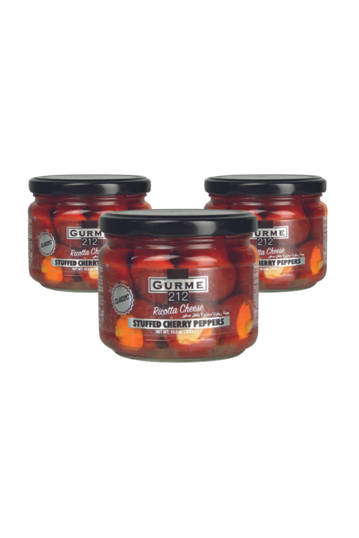 Gurme212 Ricotta Peynirli, Kiraz Biber Turşusu, Meze, Hazır Yemek (3 Adet X 300cc)