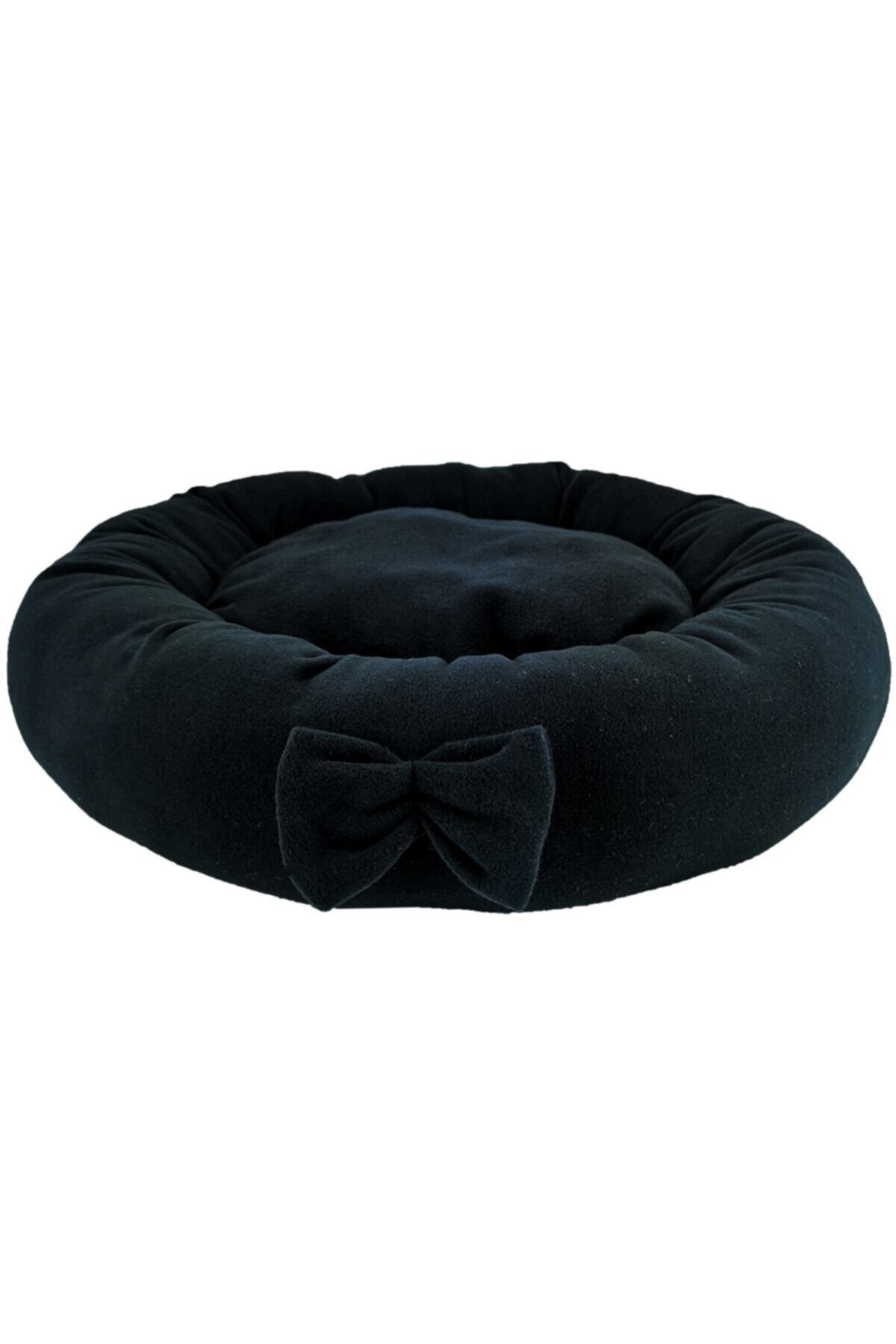 Truego Kedi Ve Köpek Yatağı Polar Simit 50cm - Siyah