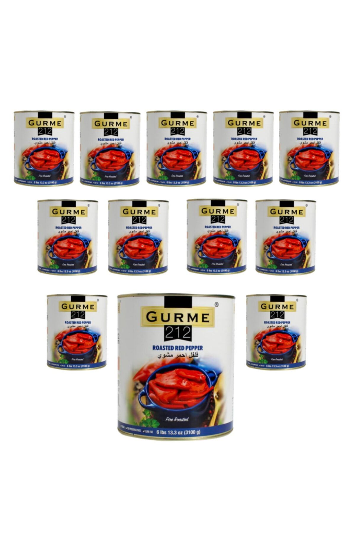 Gurme212 Közlenmiş Biber, Hazır Meze, Büyük Boy (12 Adet X 3100gr)