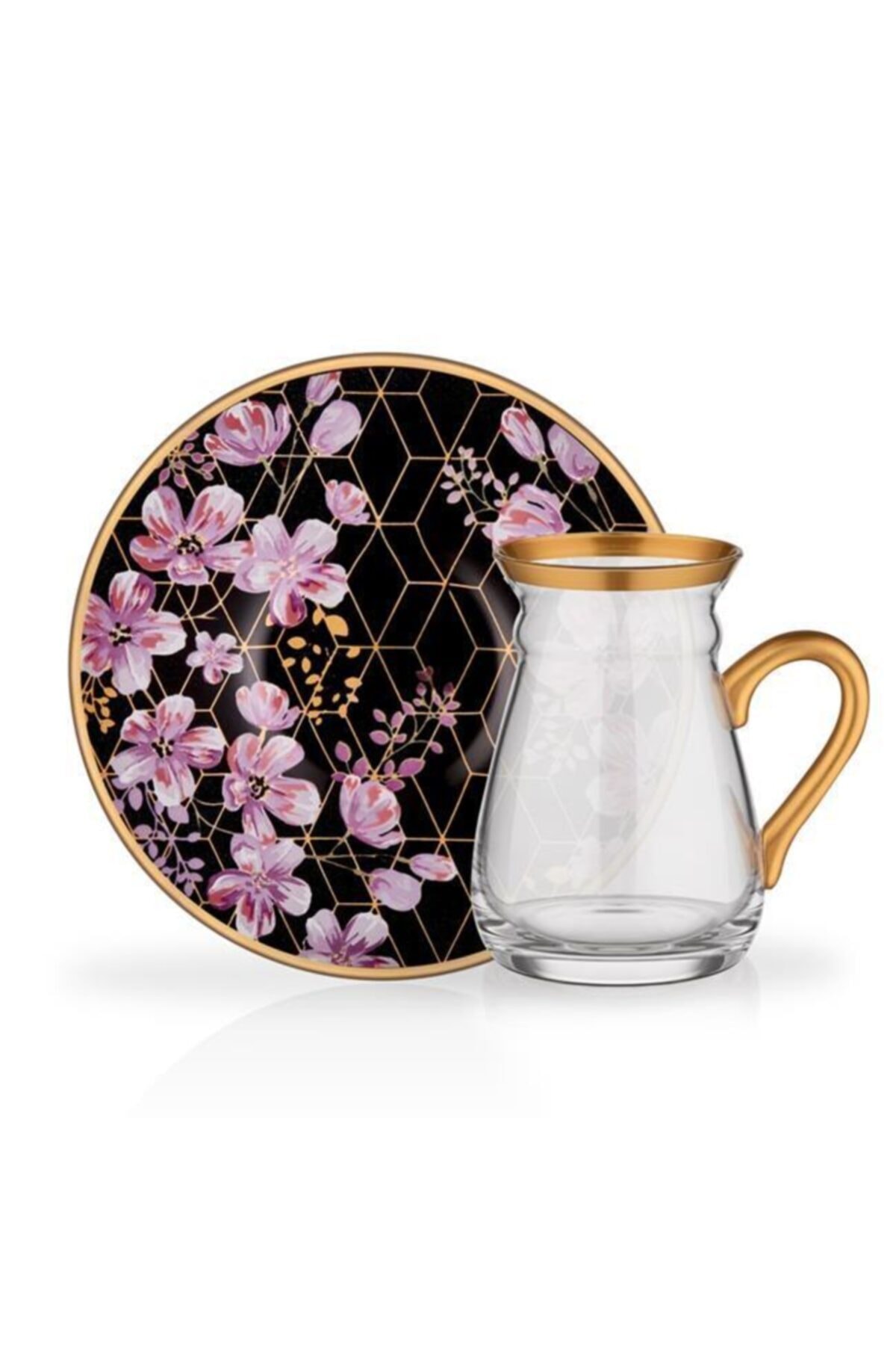 Glore Nihavent Purple Kulplu 2'li Çay Seti