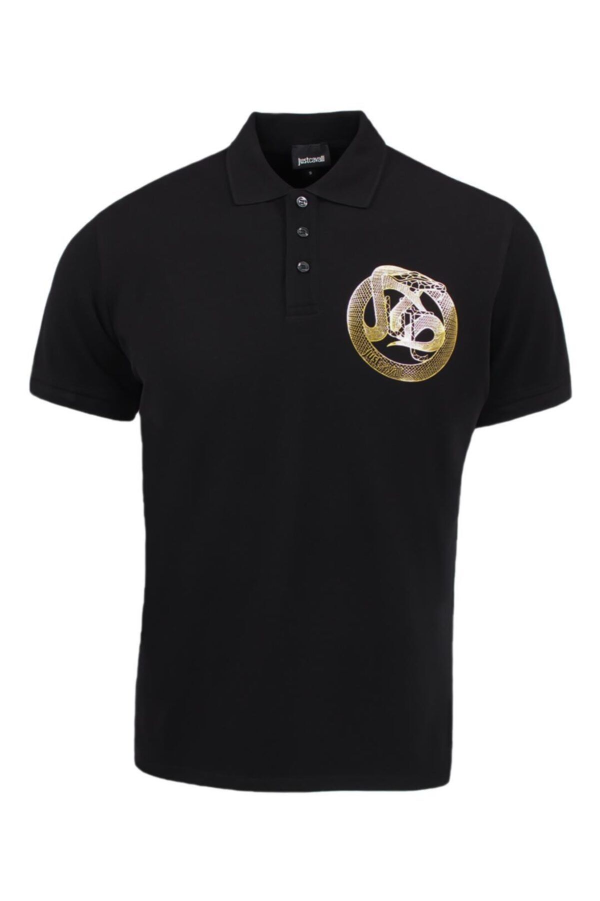 Just Cavalli Erkek Polo Yaka Slim Fit Siyah T-shirt