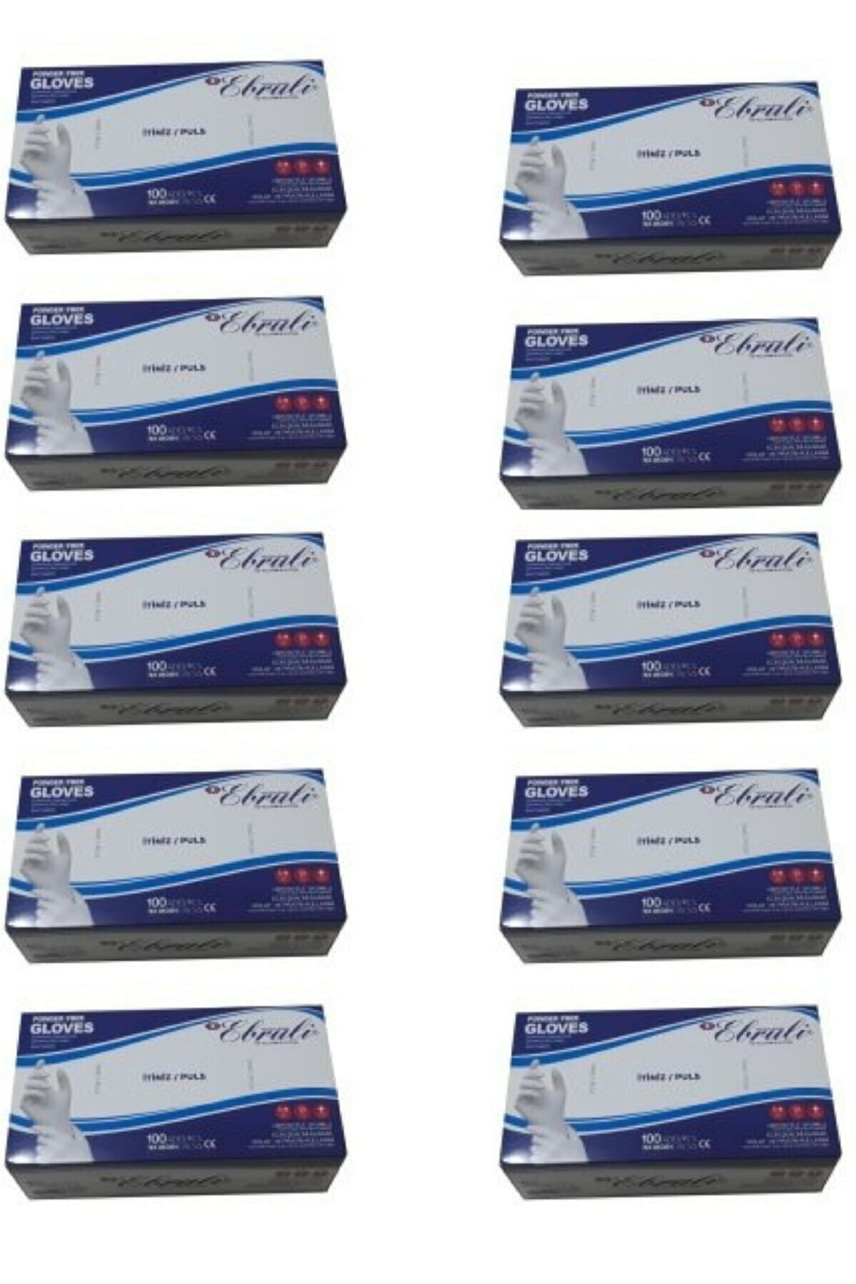 Ebruli Beyaz Pudrasız Medium (m) Beden Hibrit Eldiven 10 Kutu