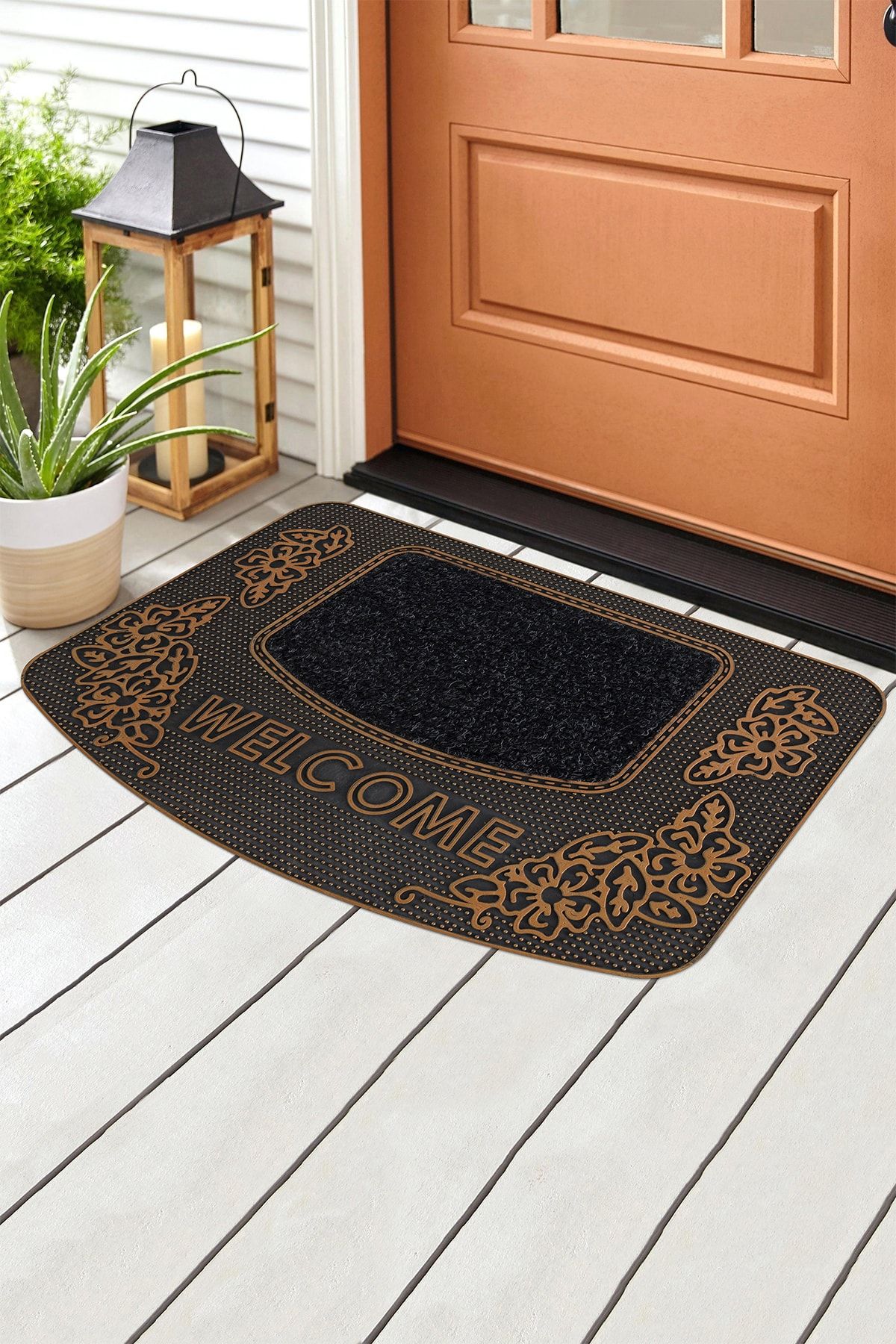 Eliz Home Siyah Dekoratif Yıkanabilir Kapı Önü Paspası