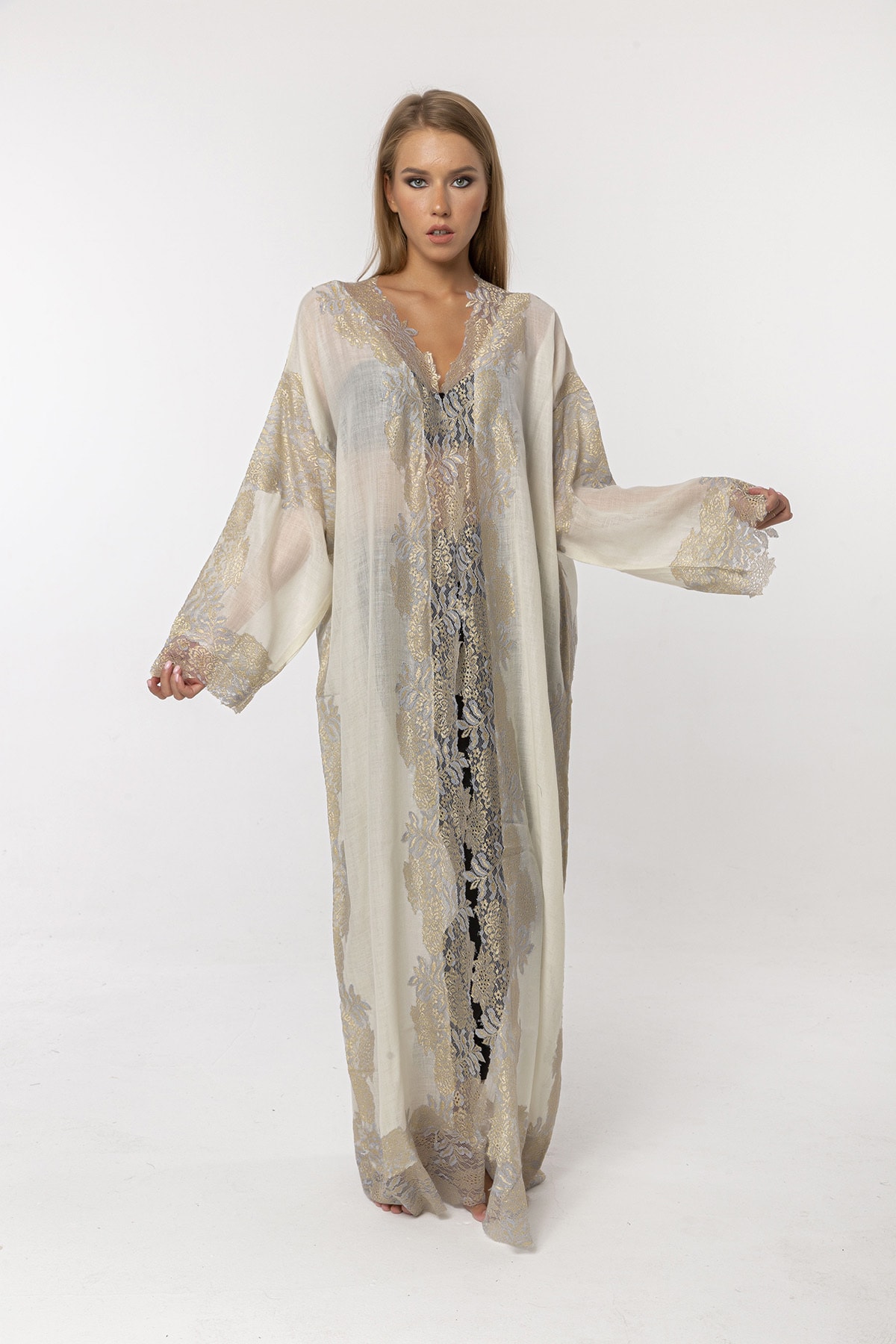 CASHMERE AND SİLK MAWLANA Fransız Dantelli Lourx Abaya
