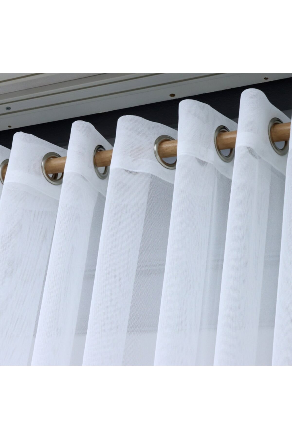 LEVENT ÖZEL 1552 Kraft 500x240 Rustik Halkalı Keten Tül Fon Perde Salon, Oturma Ve Yatak Odası Perdesi