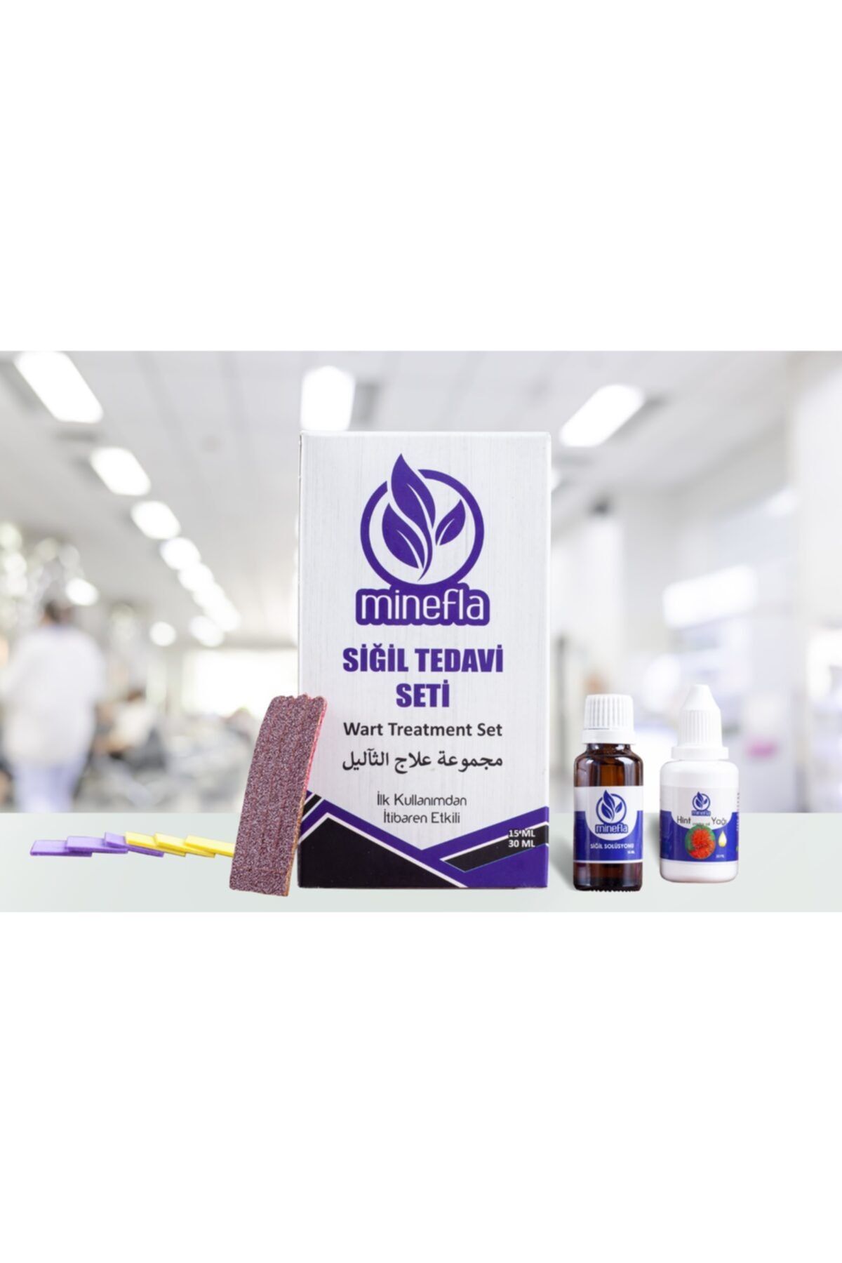 Minefla Siğil Tedavi 2'li Özel Set Özel Solüsyon ve Caster Oil